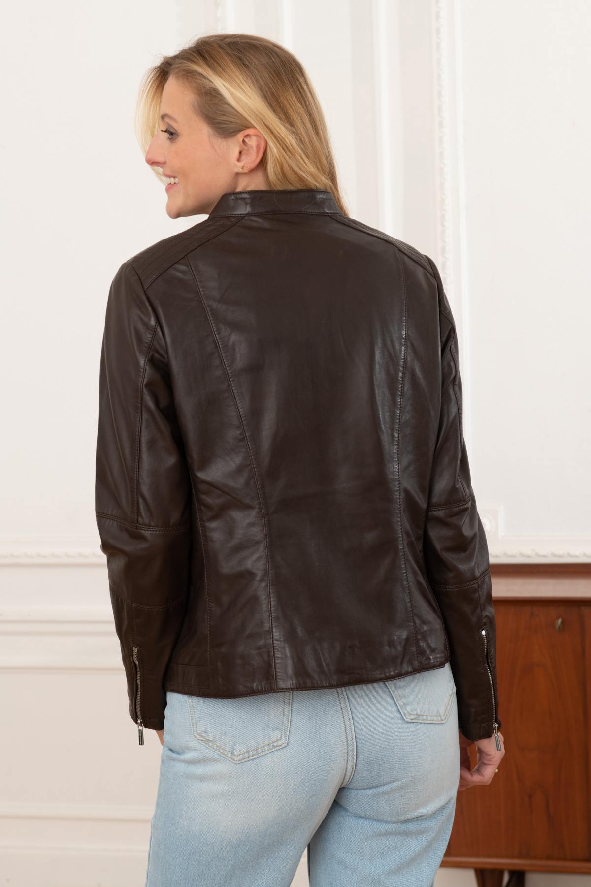 Large size genuine leather jacket - Image n°5