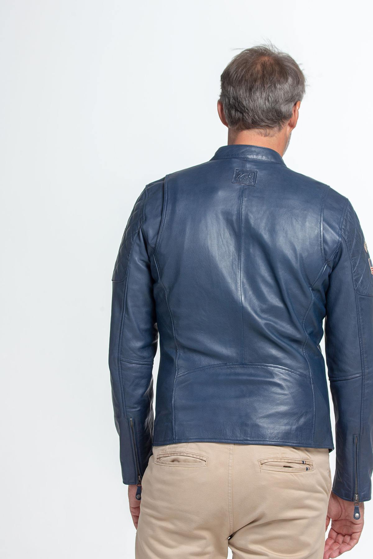 Steve McQueen blue leather racer jacket - Image n°3