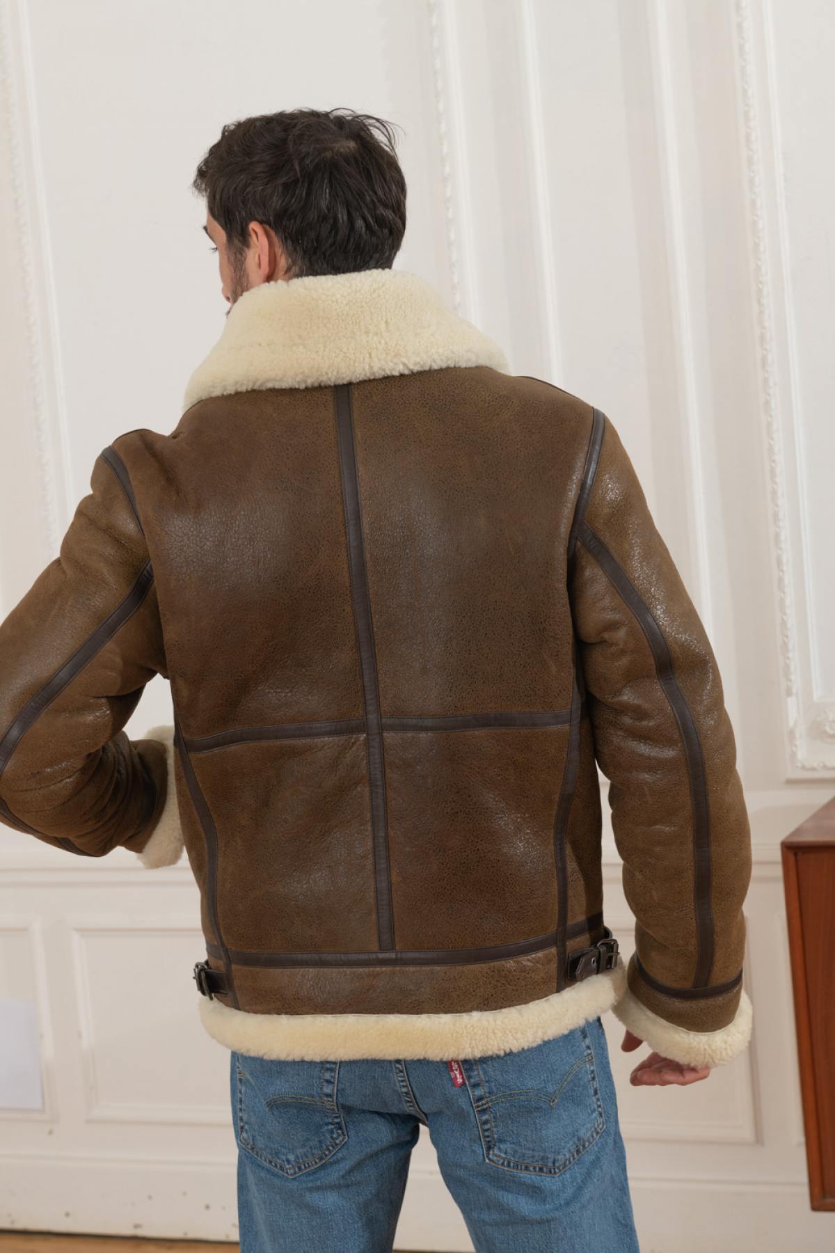 Men's bomber jacket in shearling - Image n°6