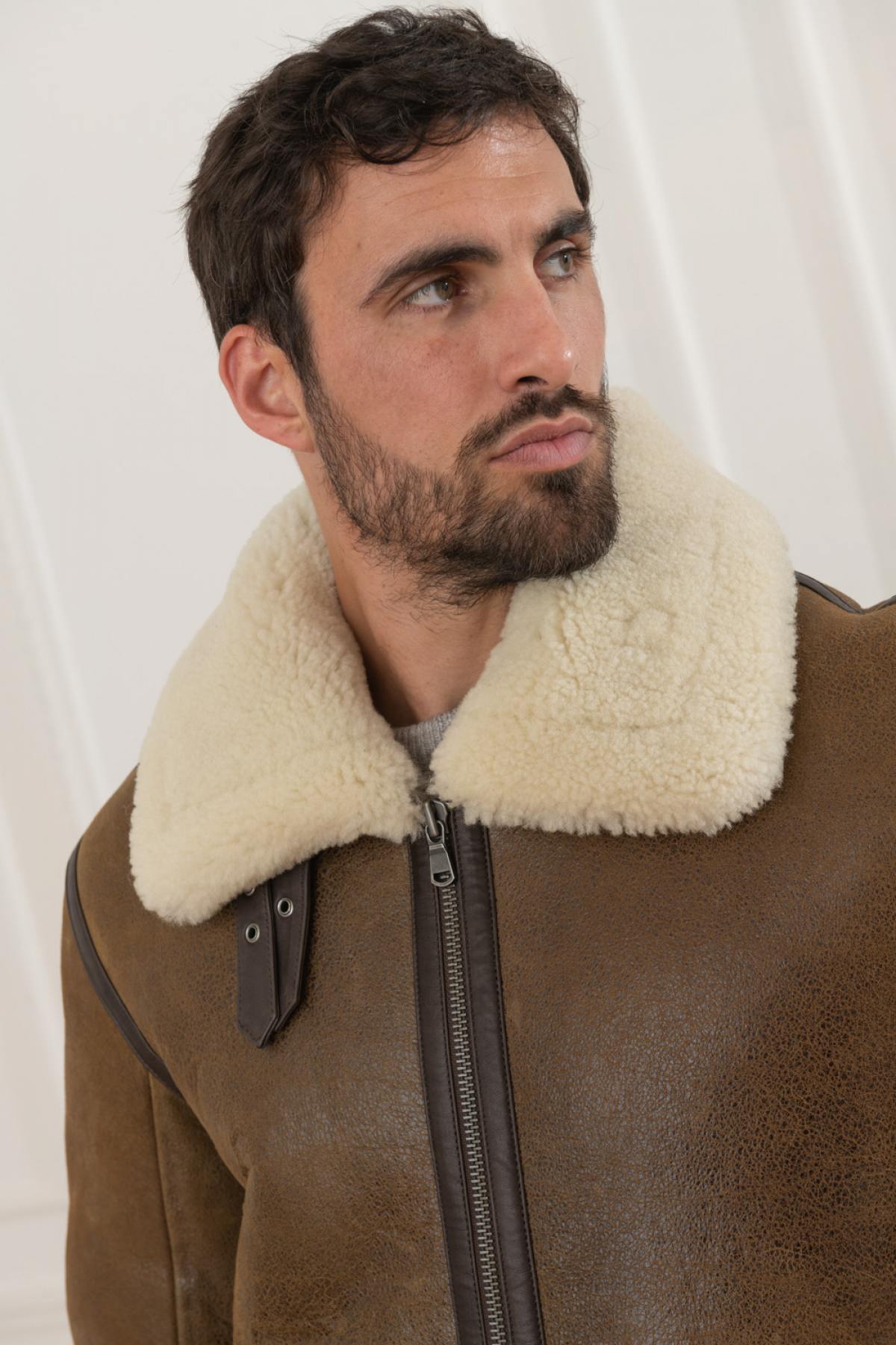 Men's bomber jacket in shearling - Image n°7