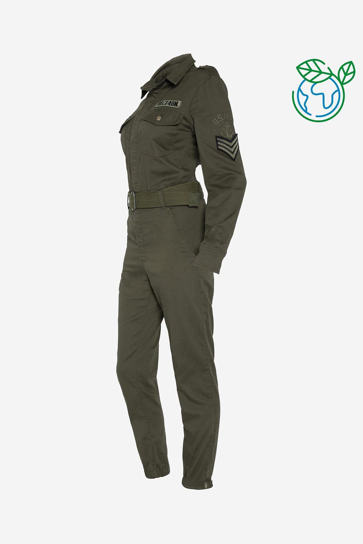 Khaki military jumpsuit - Image n°2