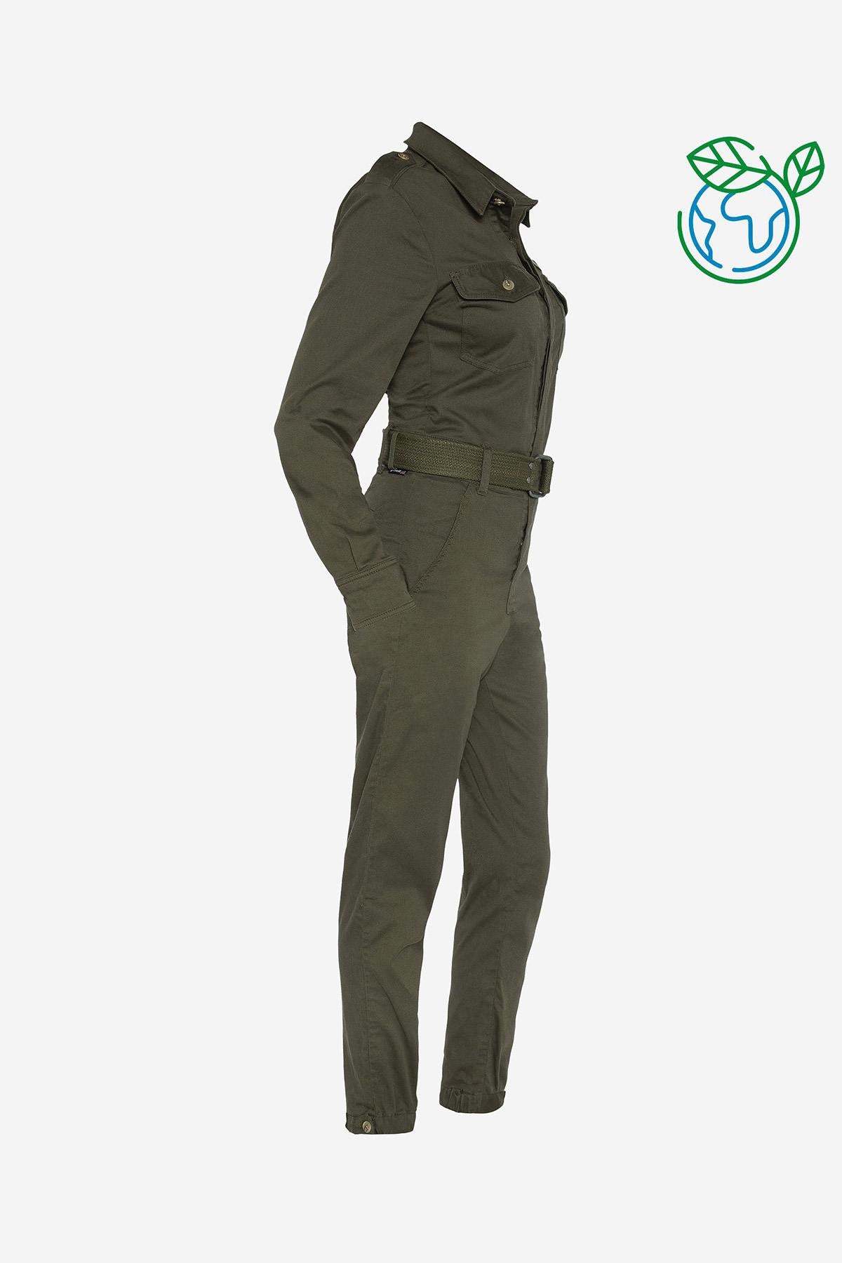 Khaki military jumpsuit - Image n°3