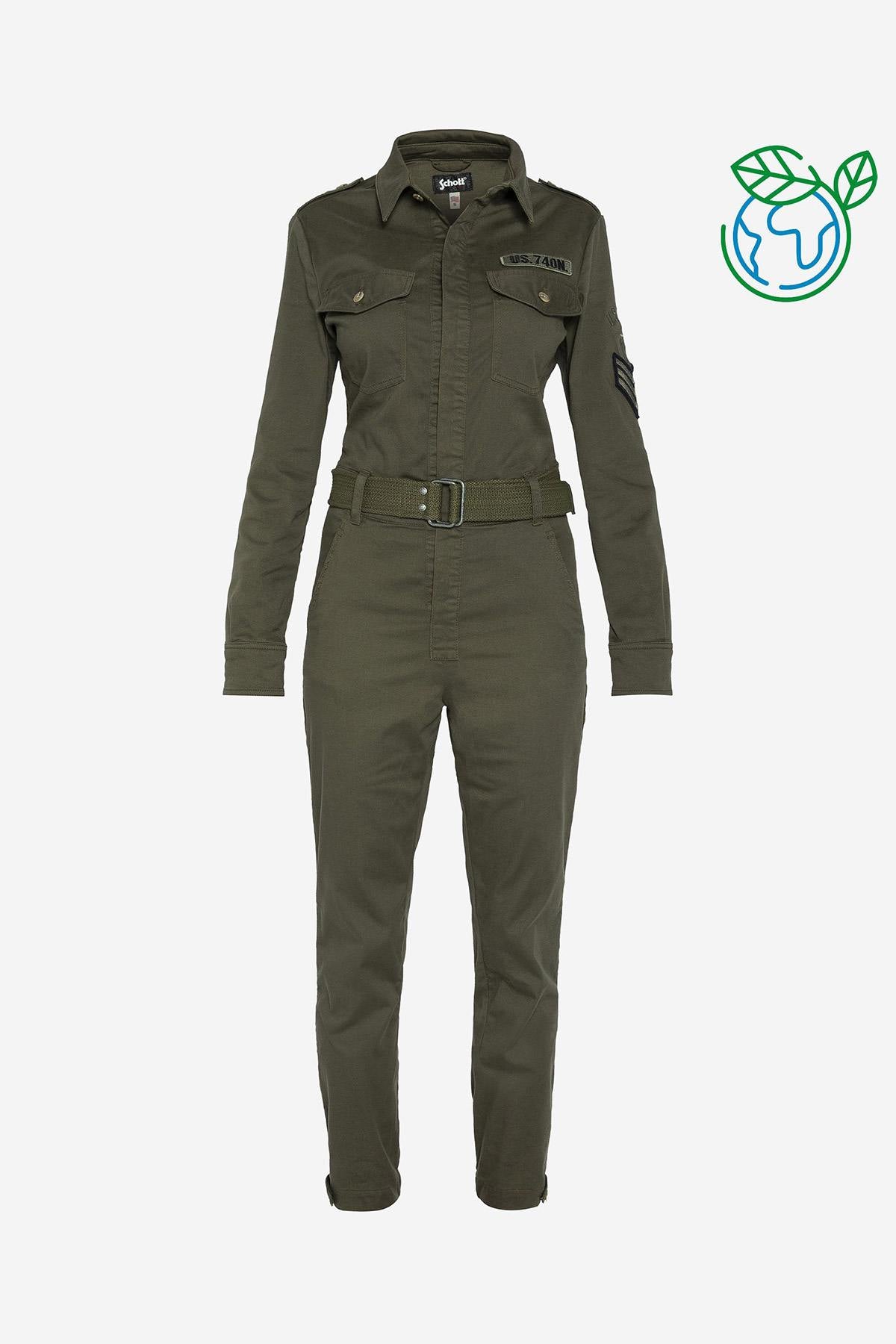 Khaki military jumpsuit - Image n°1