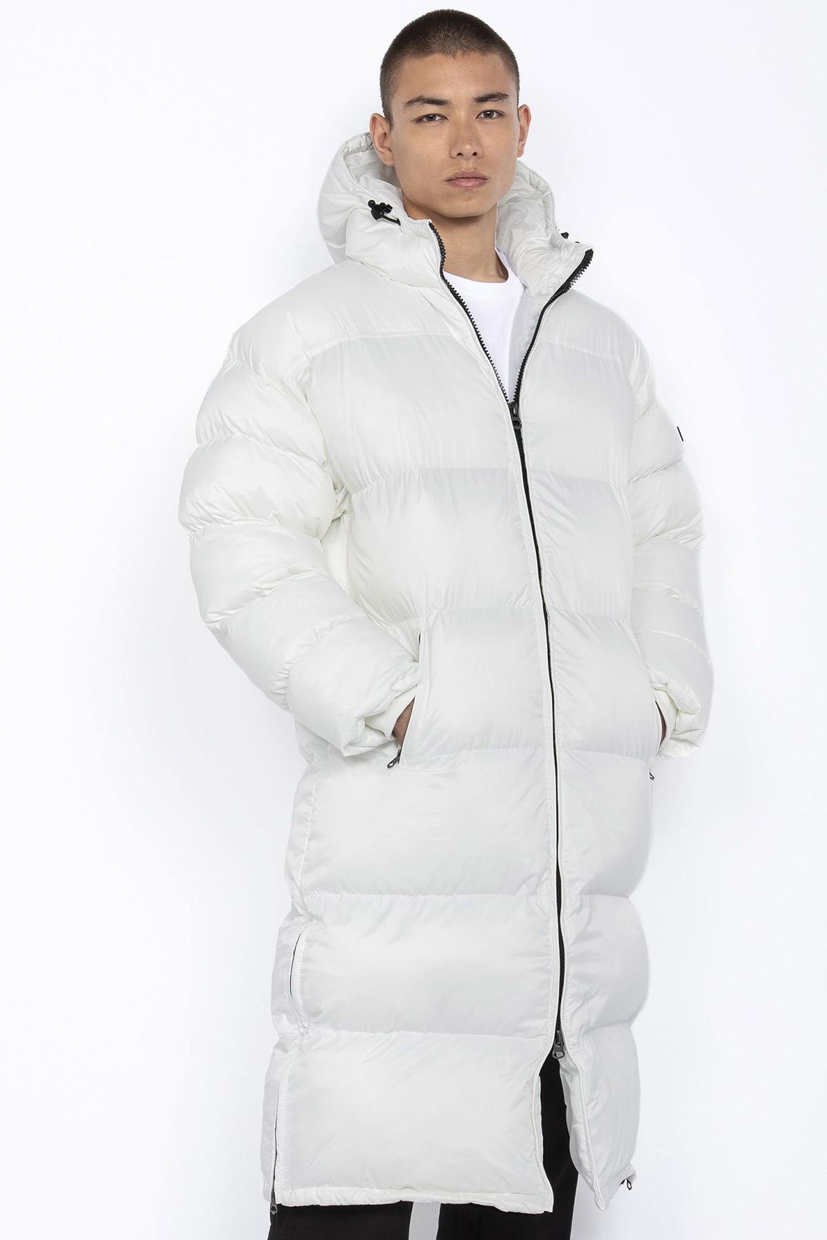 Extra long white down jacket - Image n°1