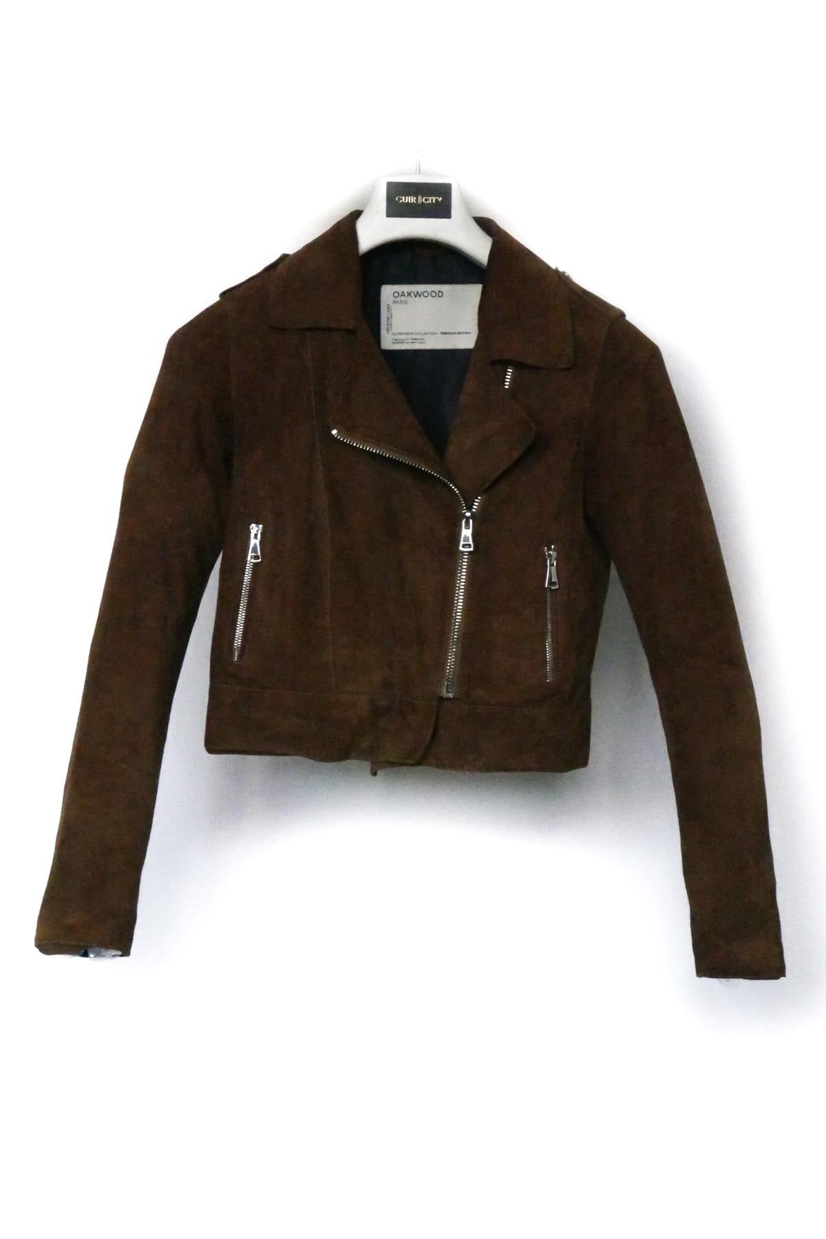 Short Biker Jacket in suede goat leather - Image n°1