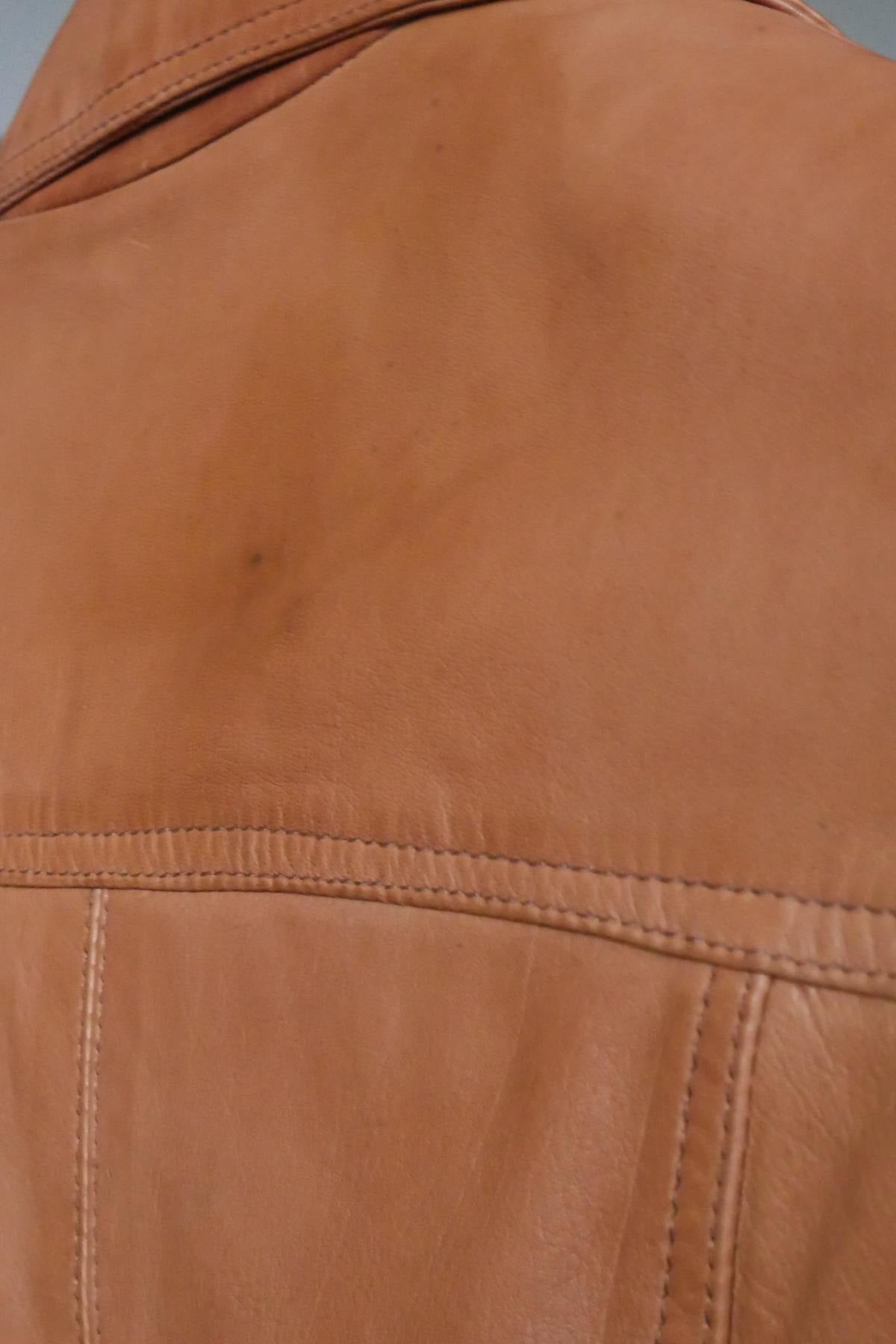 Women's Biker Jacket in cognac lambskin - Image n°4