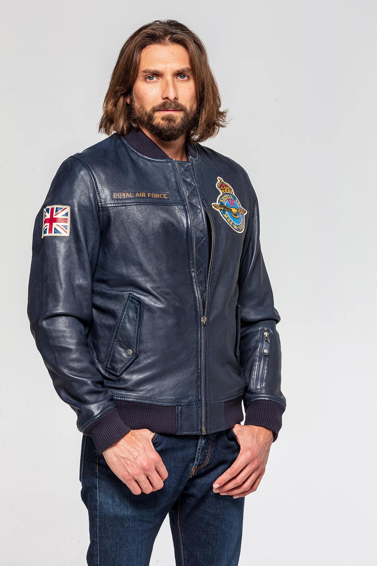 Royal Air Force navy blue aviator bomber jacket - Image n°3