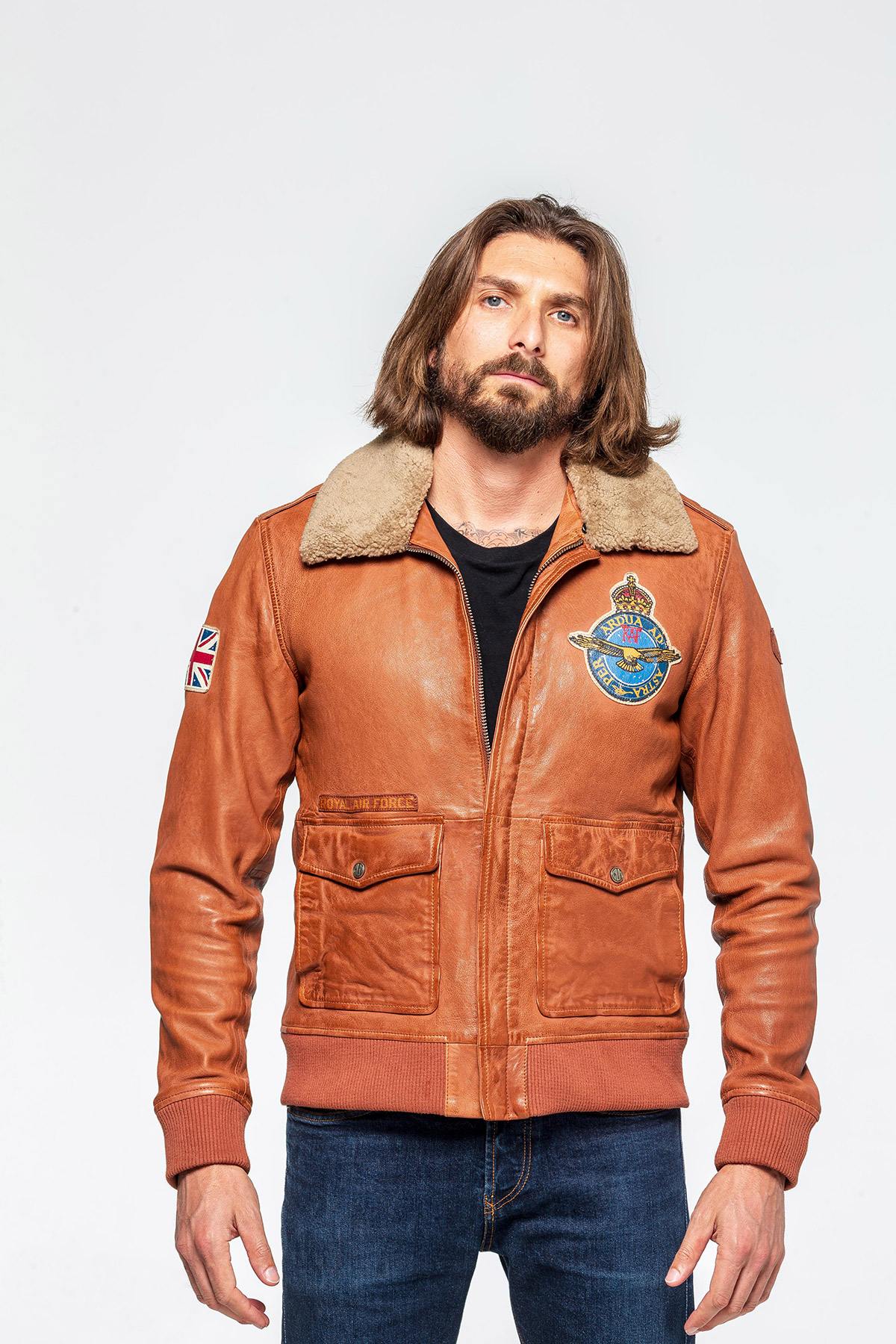 Cognac-colored Royal Air Force Pilot Jacket - Image n°5