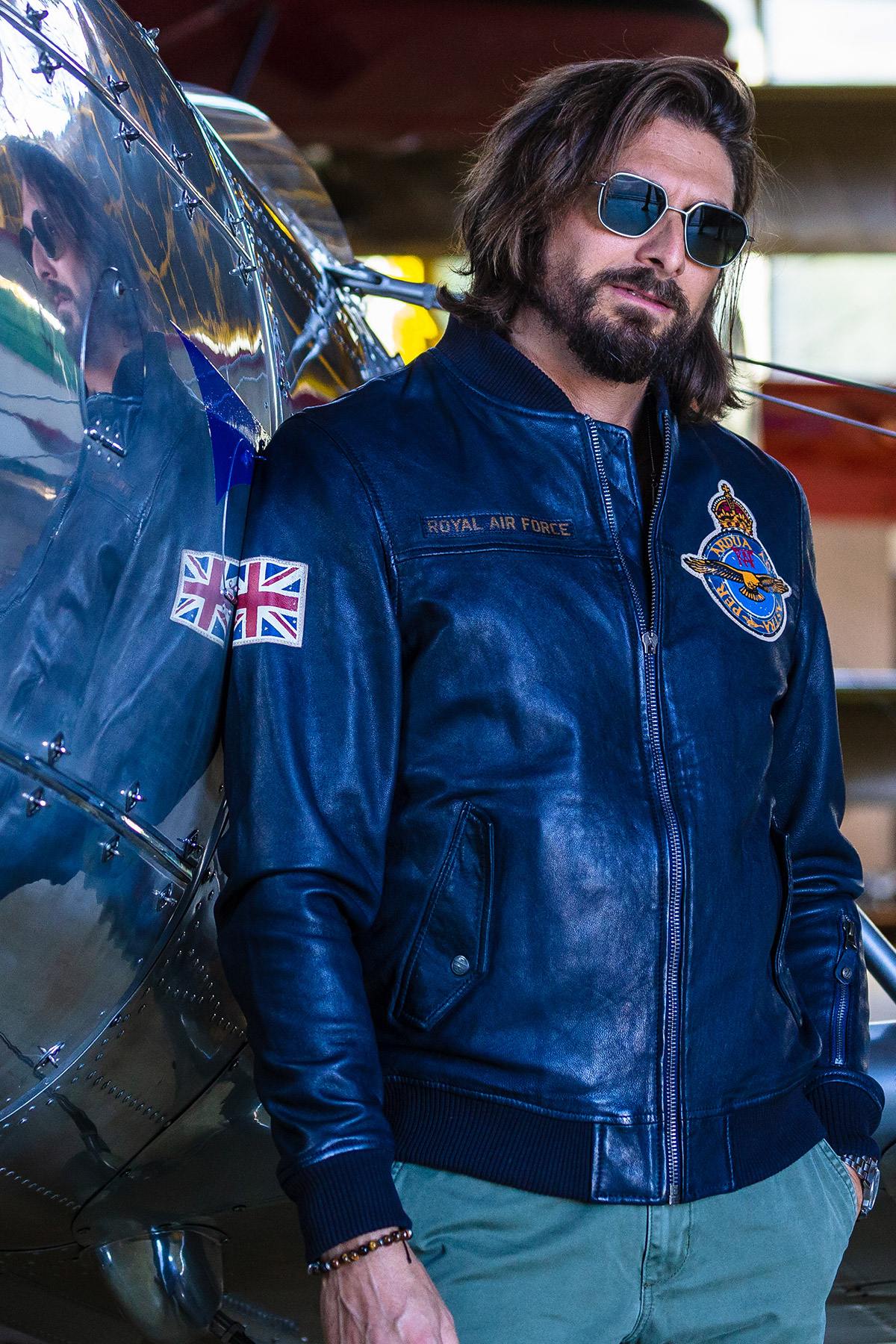 Royal Air Force navy blue aviator bomber jacket - Image n°1