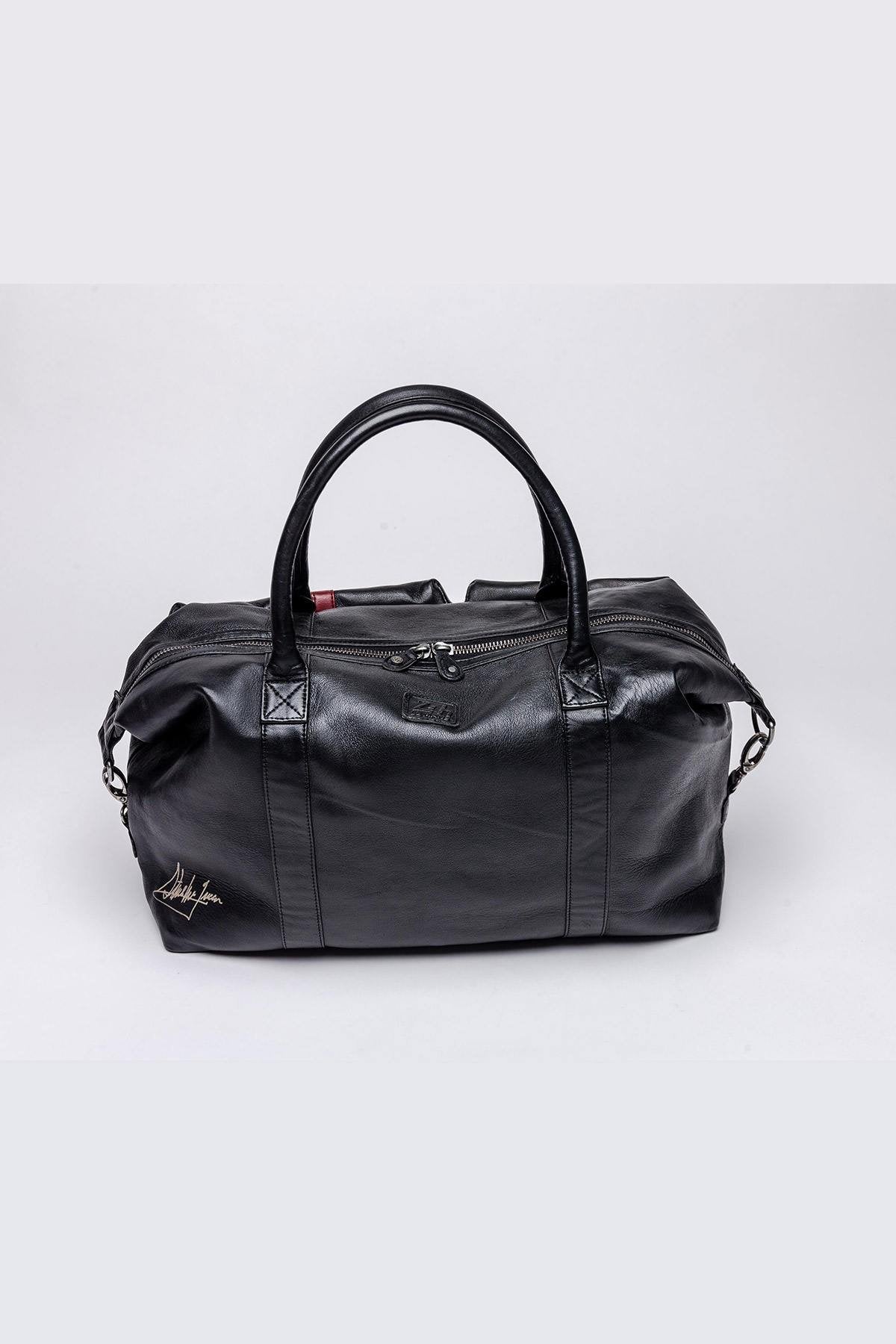 Black leather weekend travel bag - Image n°2