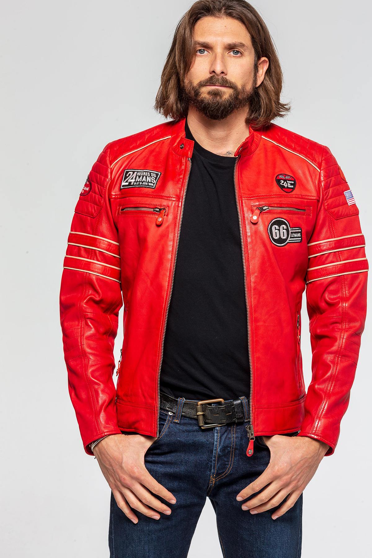 24h Le Mans racing jacket in red leather - Image n°9