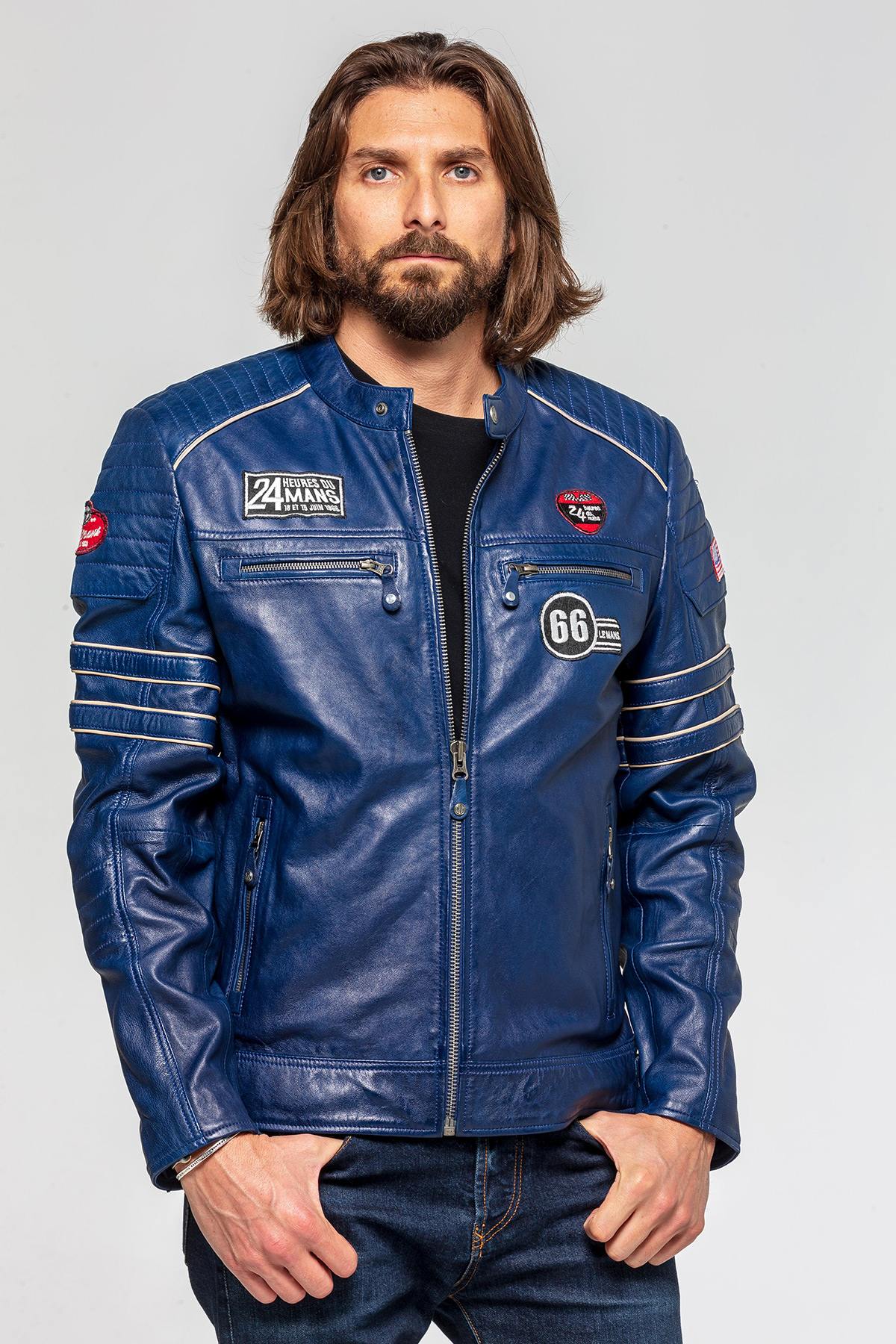 24h du mans jacket in blue sheepskin - Image n°4