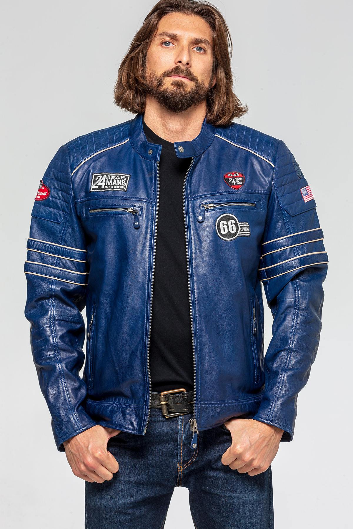 24h du mans jacket in blue sheepskin - Image n°1