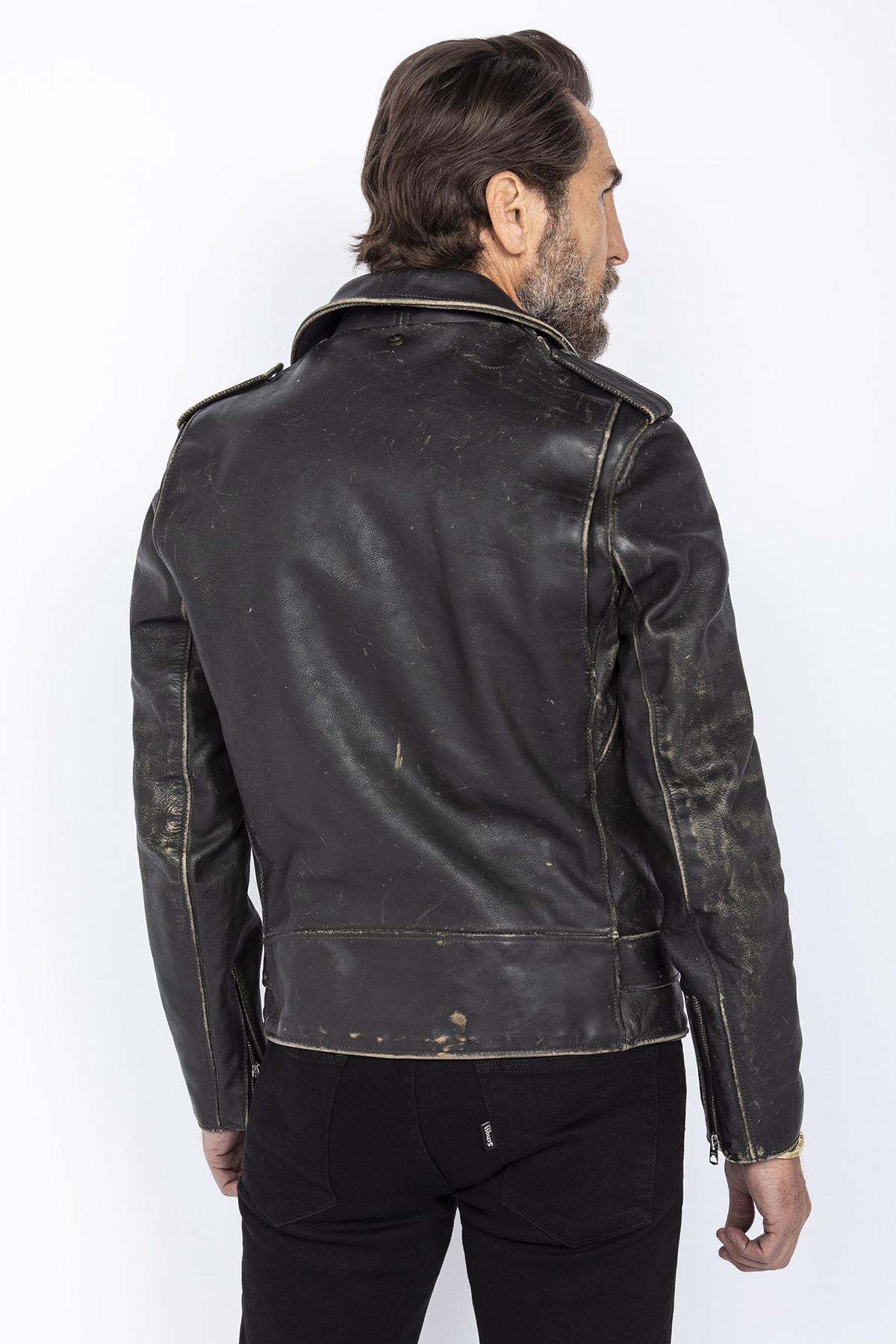 Fitted perfecto in aged cowhide leather - Image n°5