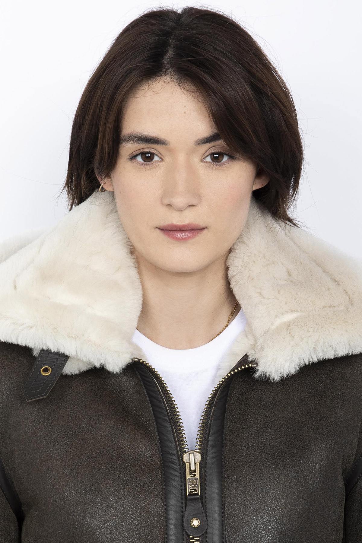 Shearling bomber jacket with removable hood - Image n°4