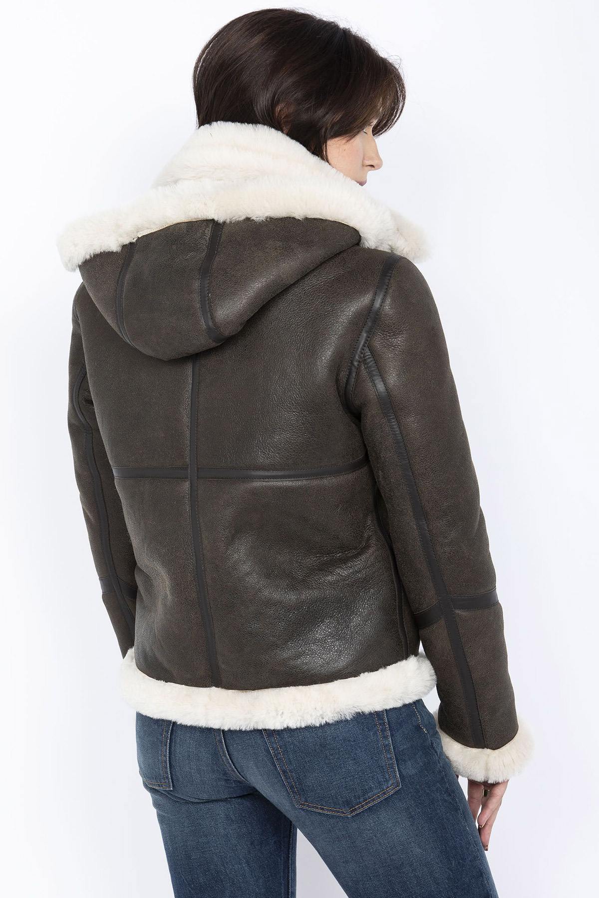 Shearling bomber jacket with removable hood - Image n°5