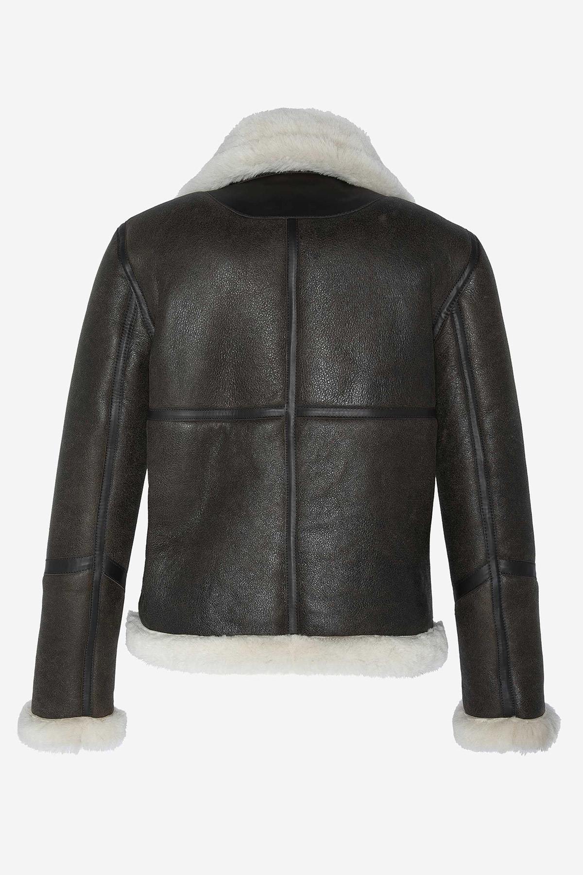 Shearling bomber jacket with removable hood - Image n°9