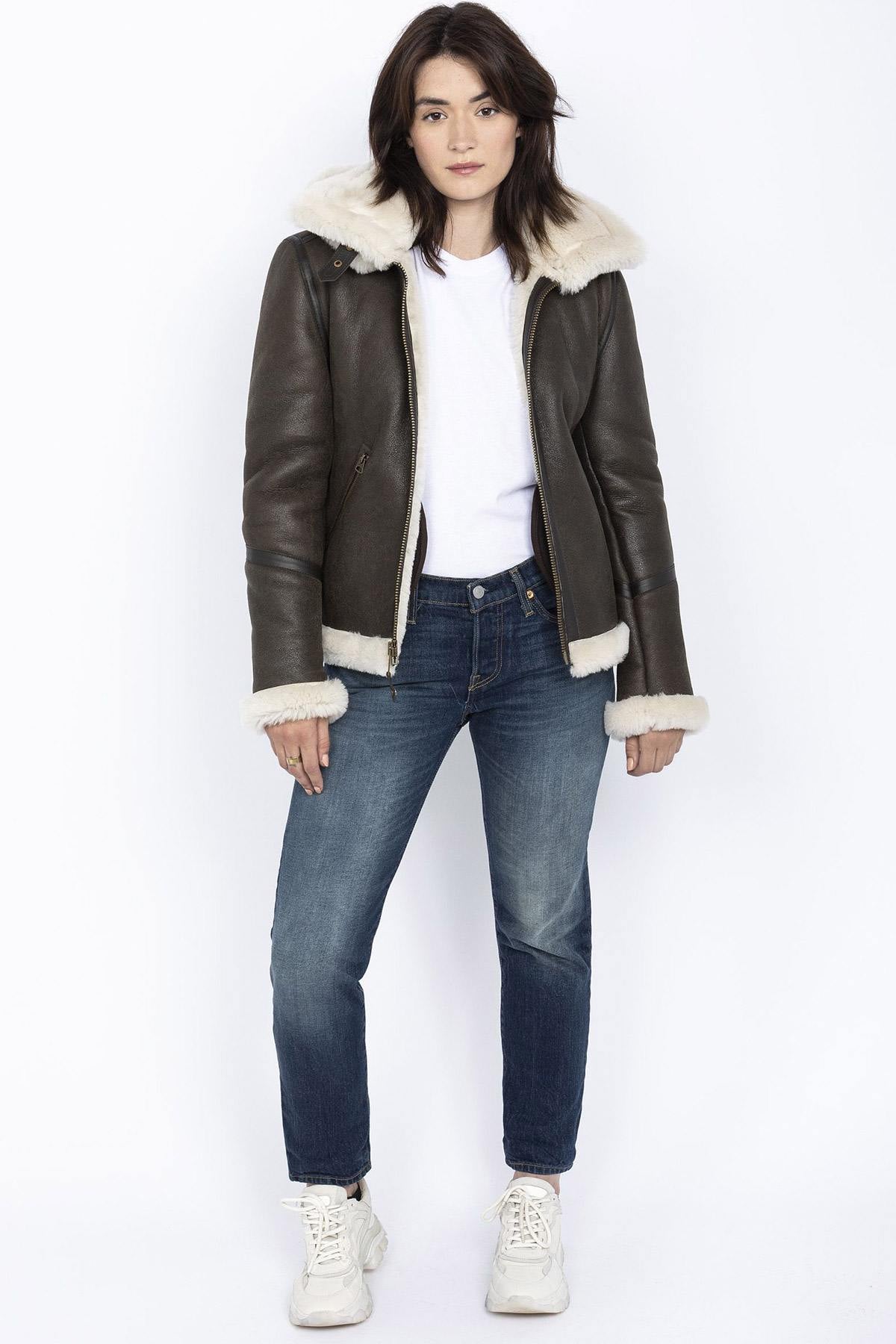 Shearling bomber jacket with removable hood - Image n°3