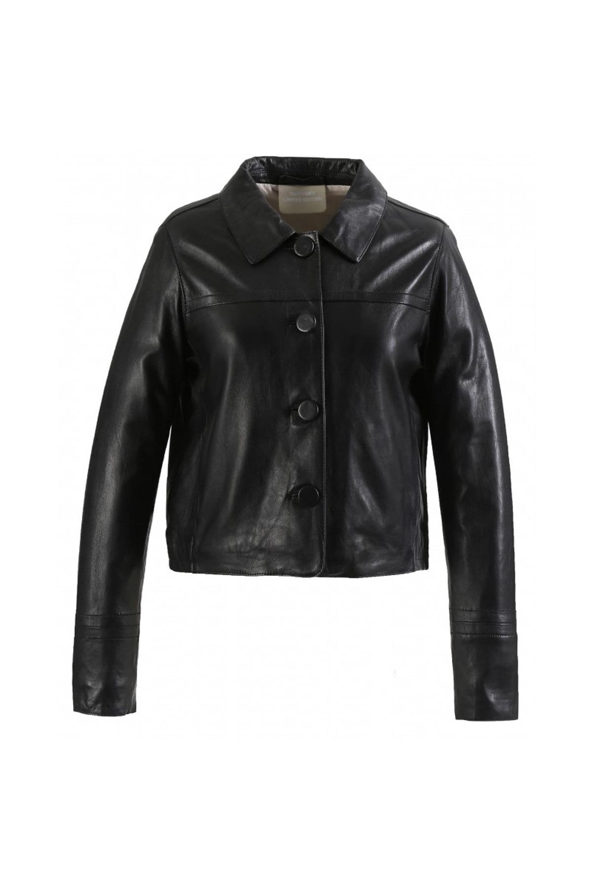 Retro-inspired short real leather jacket - Image n°6