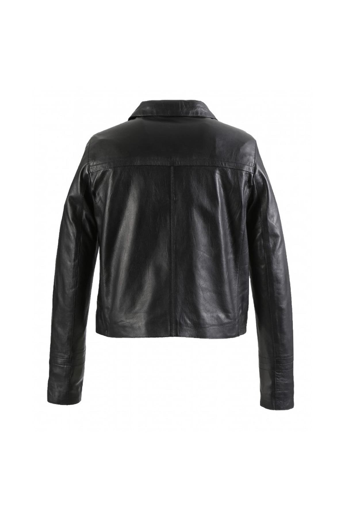 Retro-inspired short real leather jacket - Image n°7