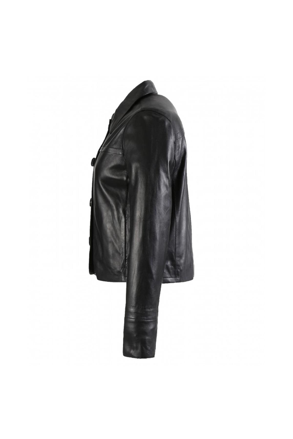 Retro-inspired short real leather jacket - Image n°8