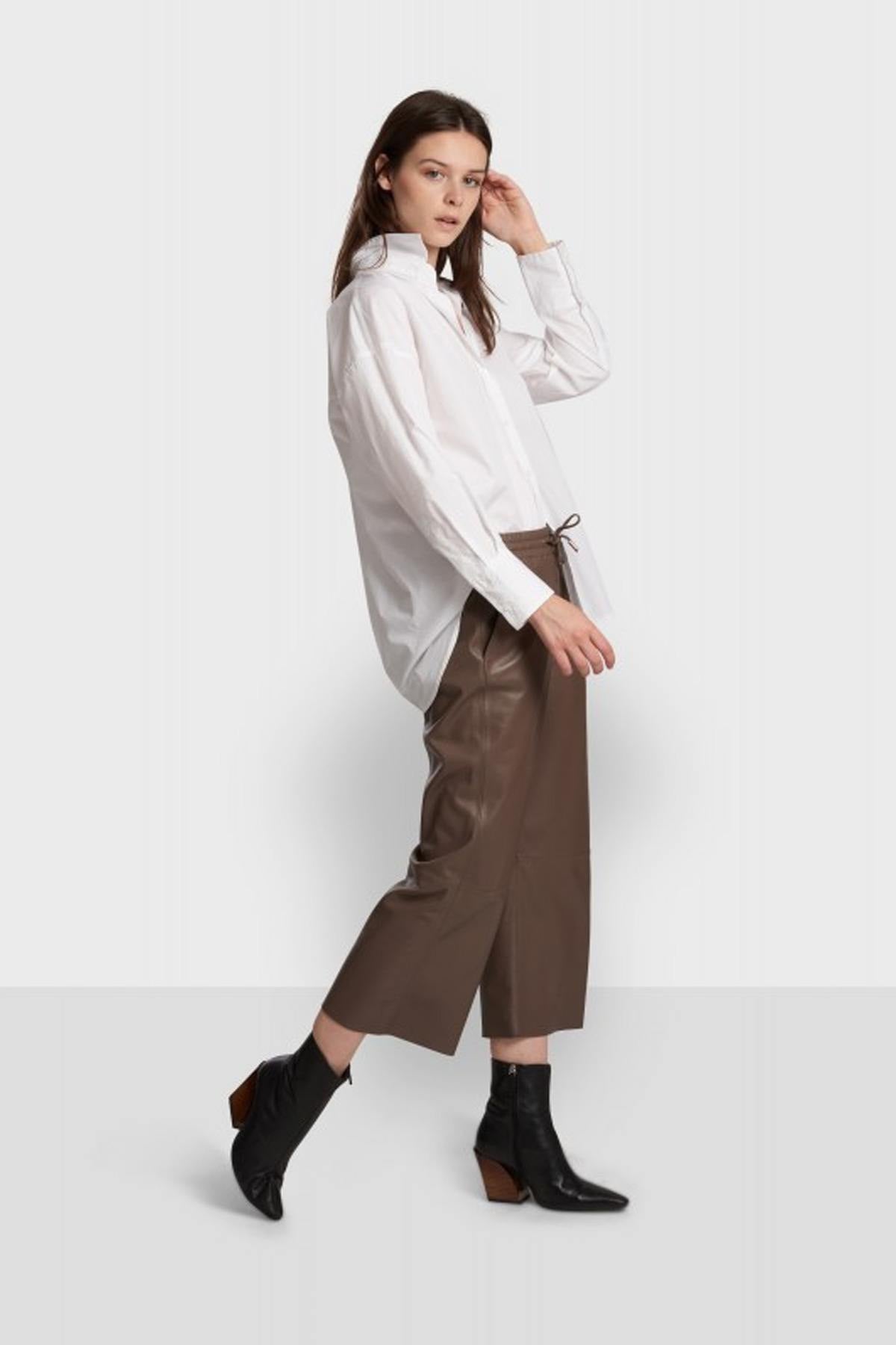 High Waisted Retro Brown Leather Pants - Image n°5