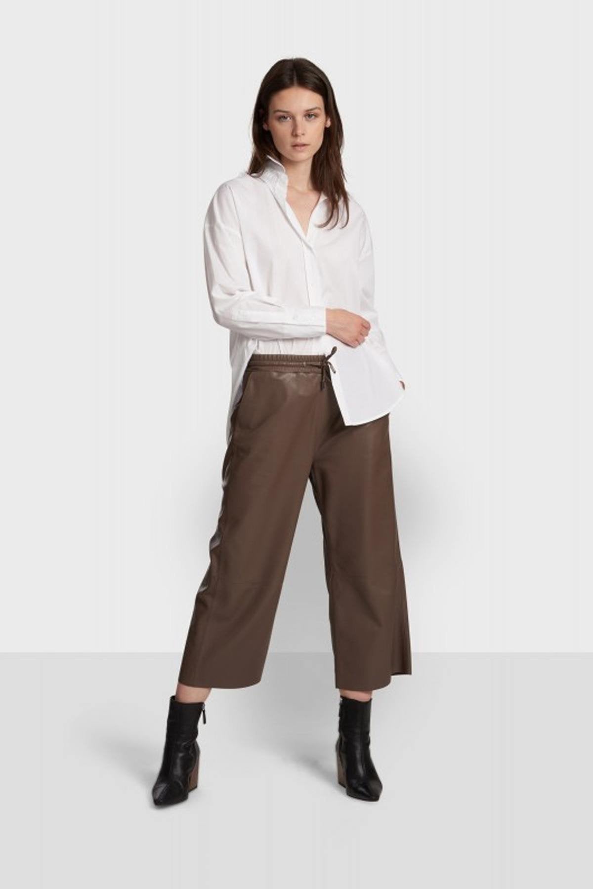 High Waisted Retro Brown Leather Pants - Image n°6