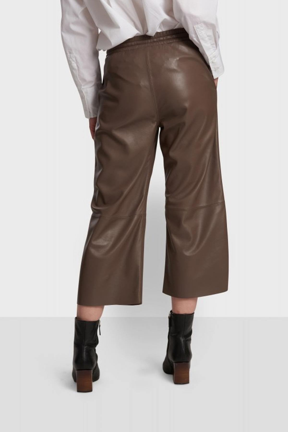 High Waisted Retro Brown Leather Pants - Image n°4