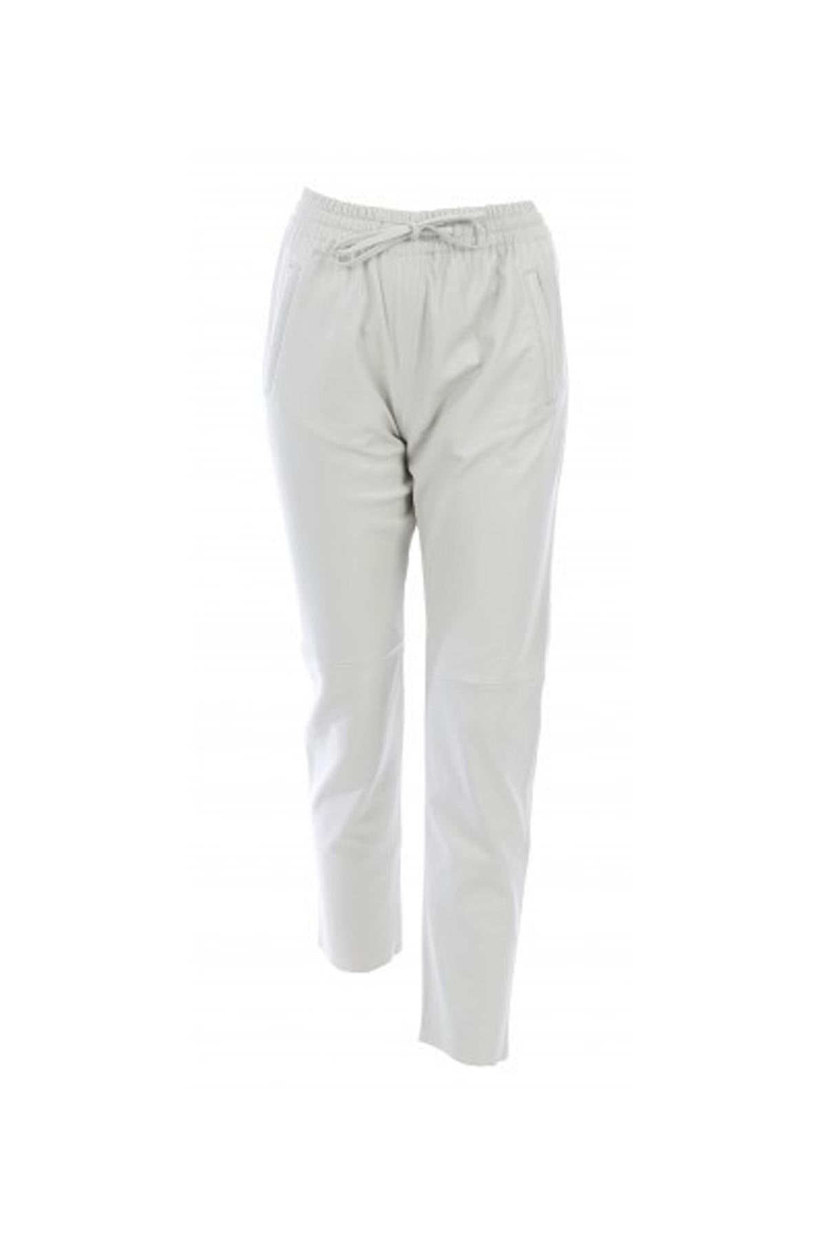 White leather jogging pants - Image n°1