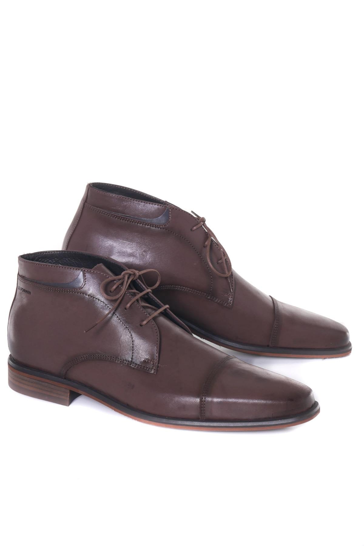 Men's dark brown leather ankle boots - Image n°8