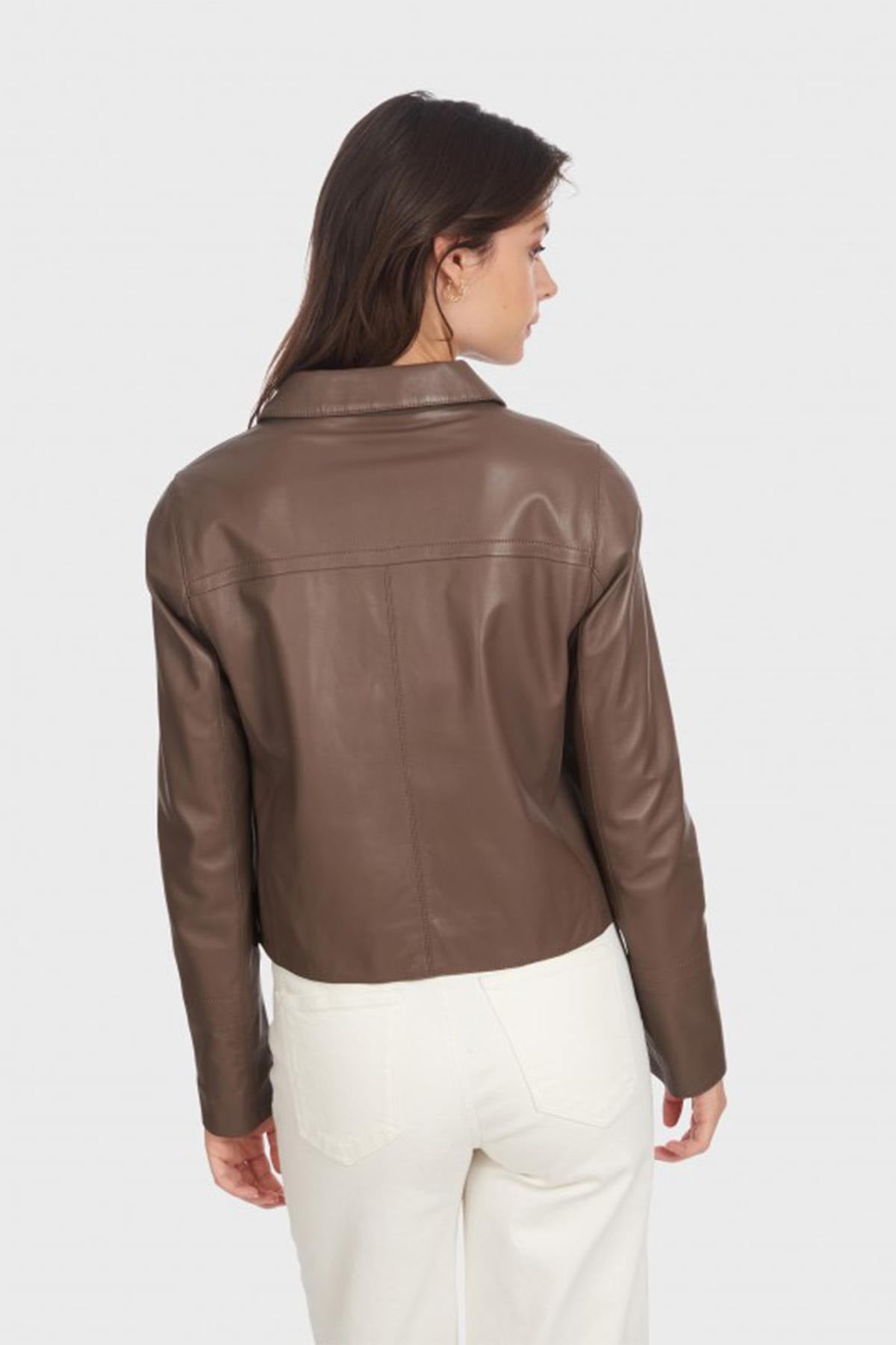 Short retro 50's style leather jacket - Image n°4