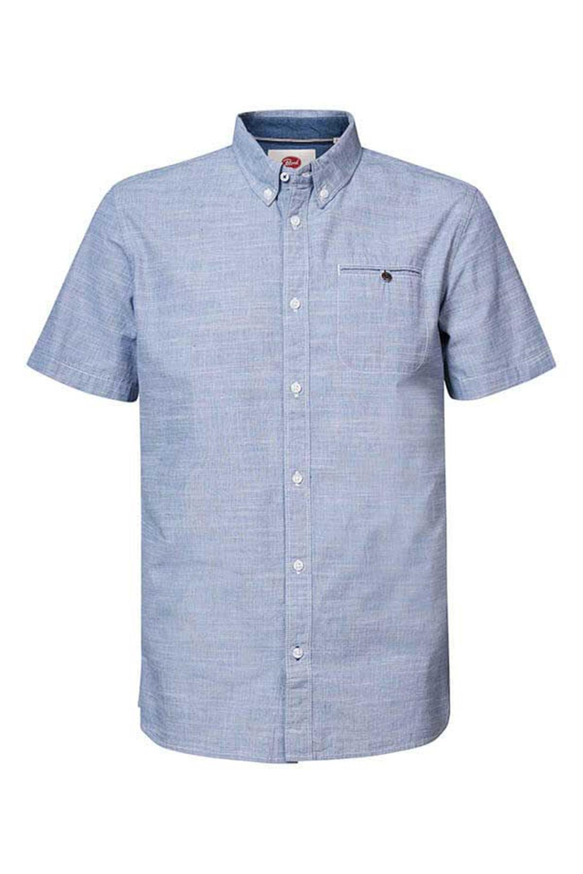 Men's blue short-sleeved shirt - Image n°5