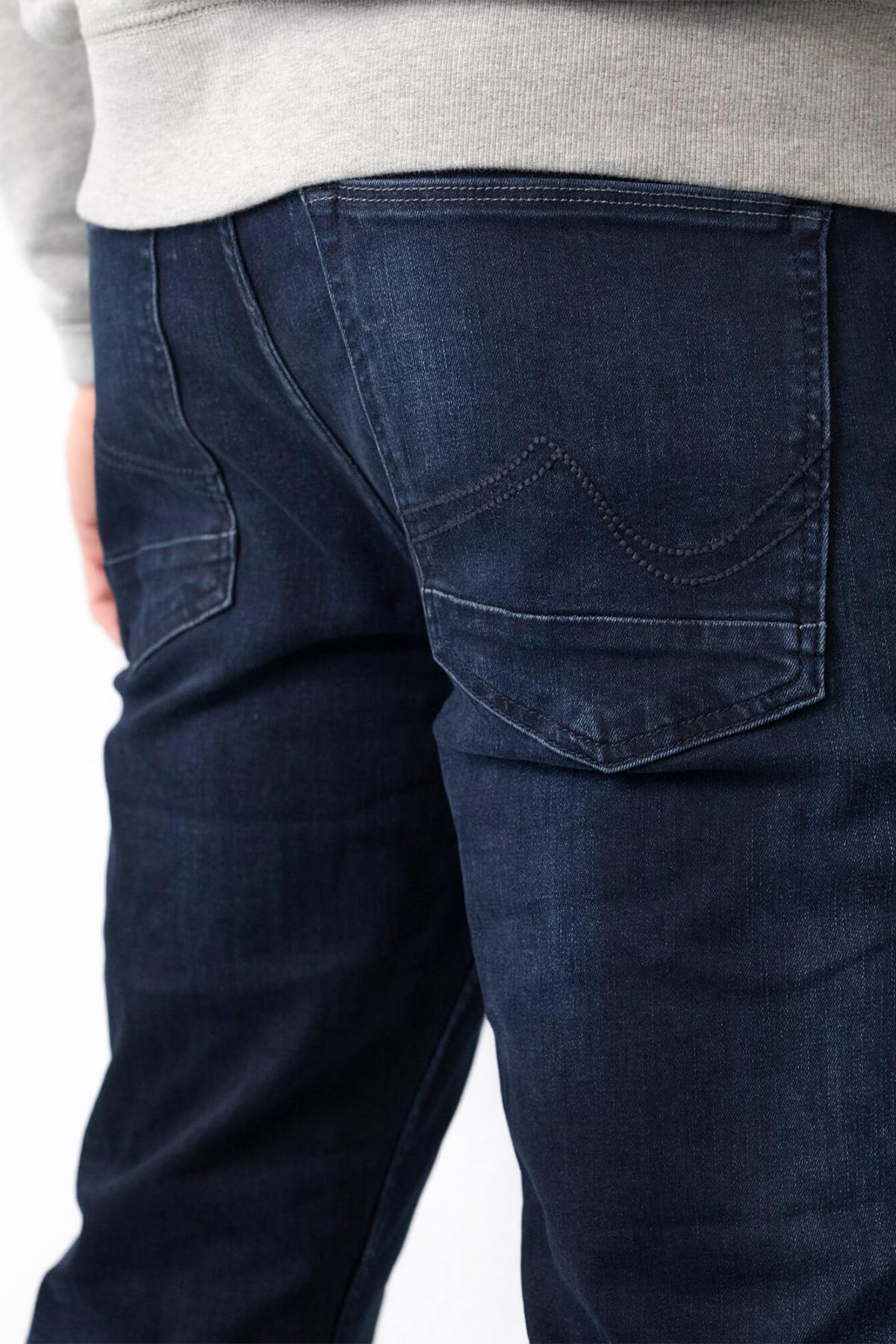 Men's regular-fit dark blue tapered jeans - Image n°3