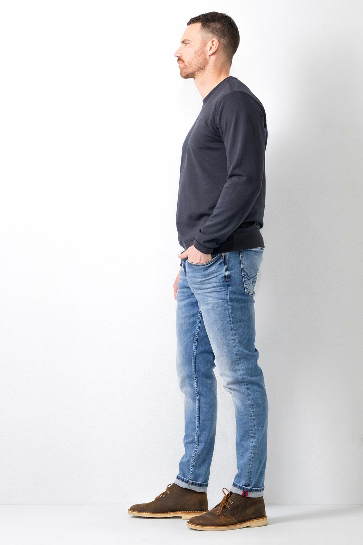 Washed light blue straight jeans - Image n°6