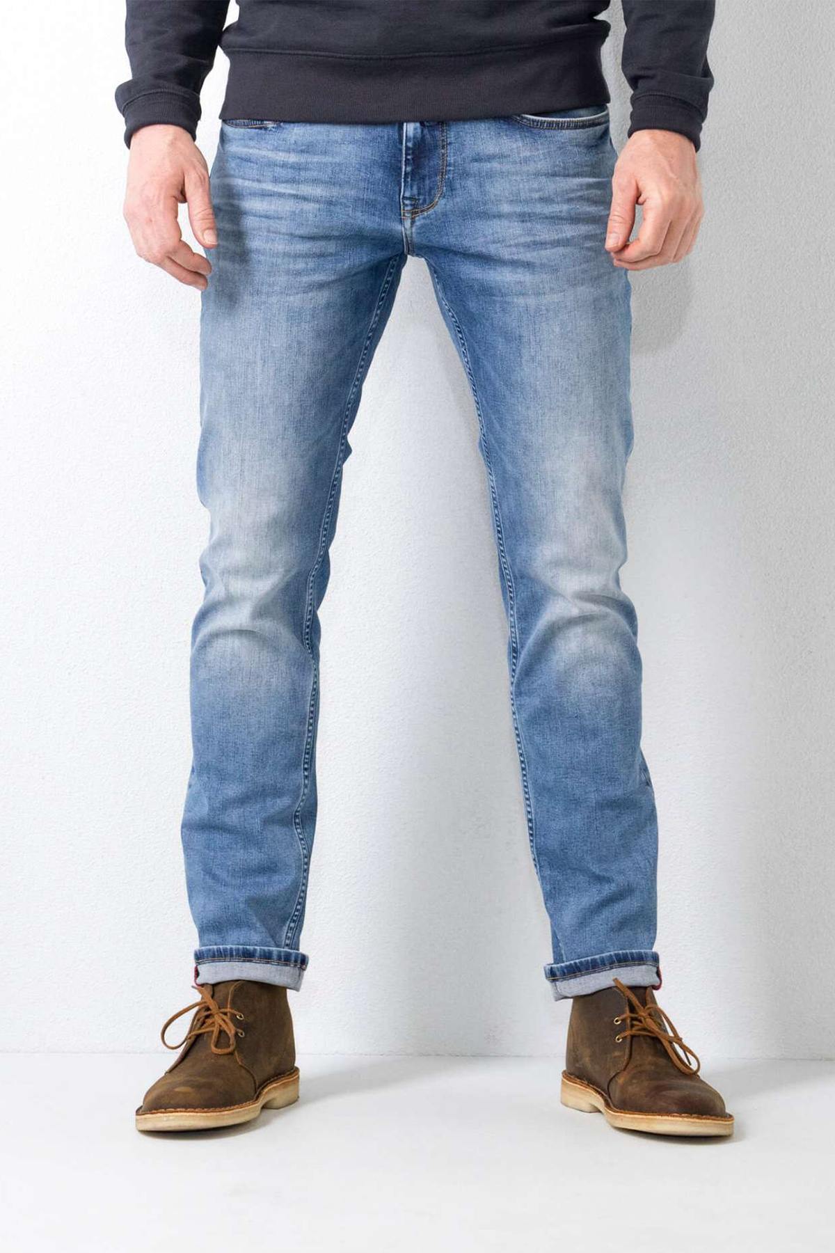 Washed light blue straight jeans - Image n°1