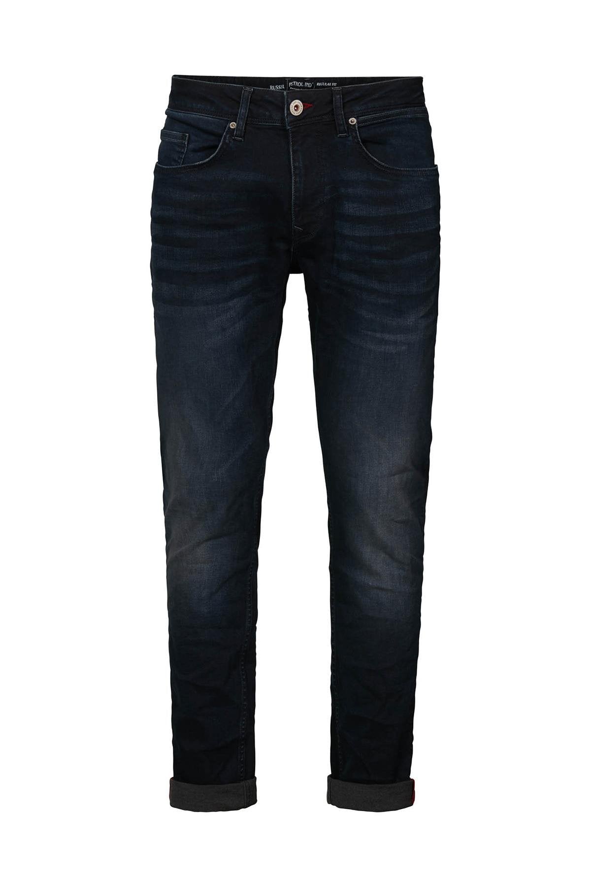 Men's regular-fit dark blue tapered jeans - Image n°5