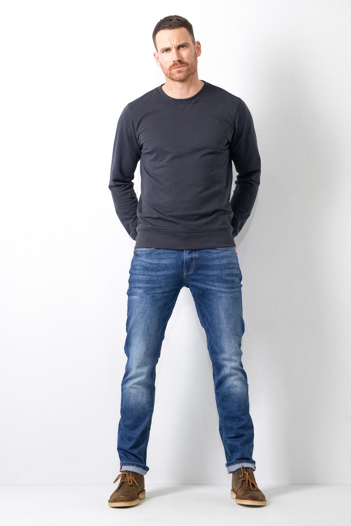 Men's 6-pocket washed blue jeans - Image n°8