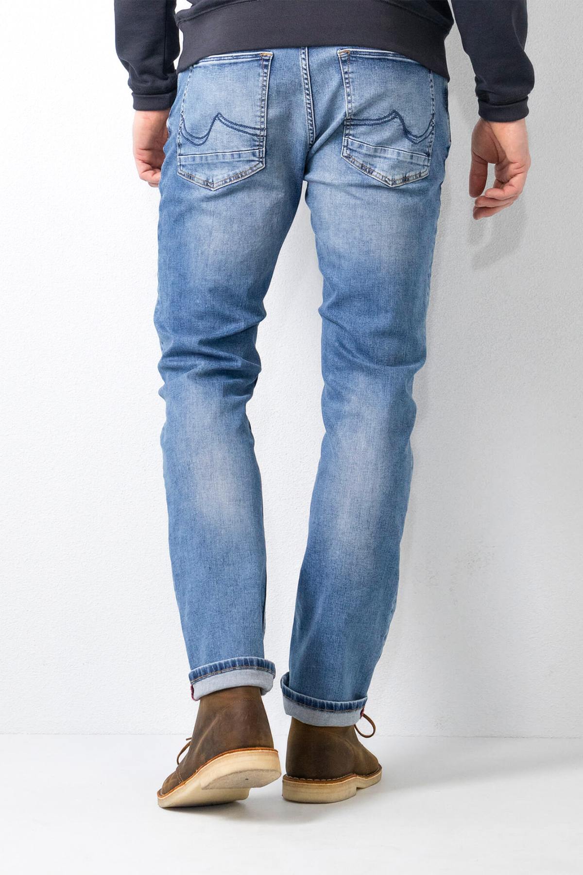 Washed light blue straight jeans - Image n°2