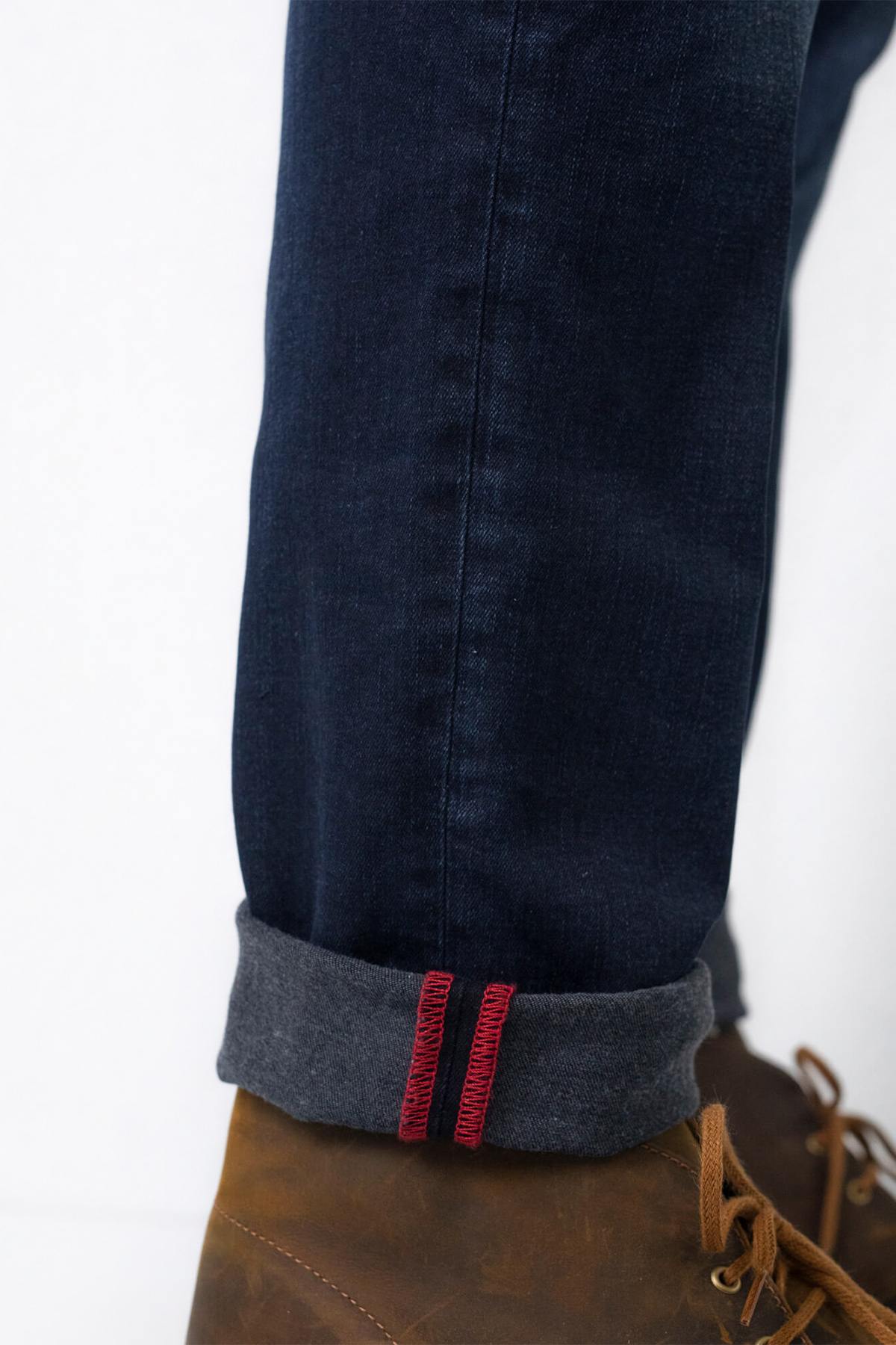 Men's regular-fit dark blue tapered jeans - Image n°7