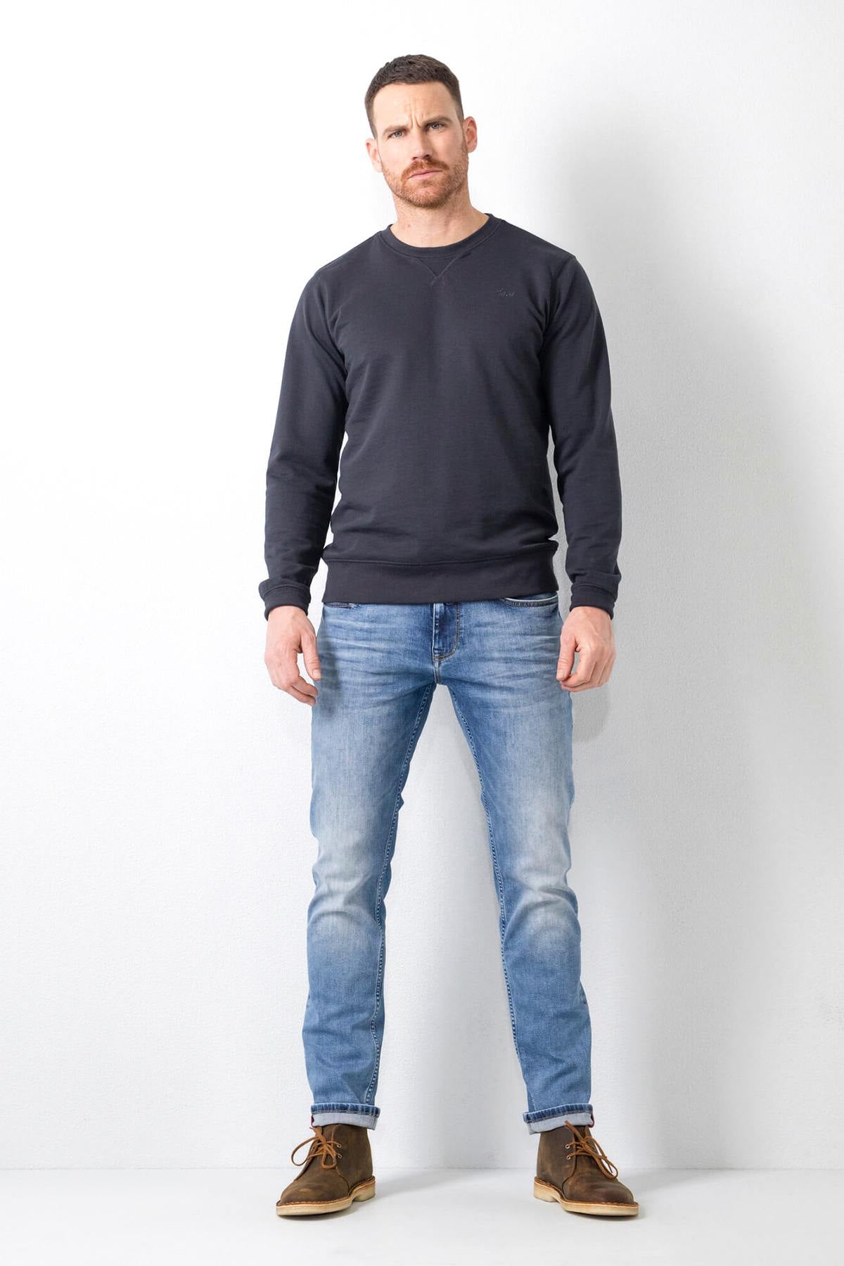 Washed light blue straight jeans - Image n°5