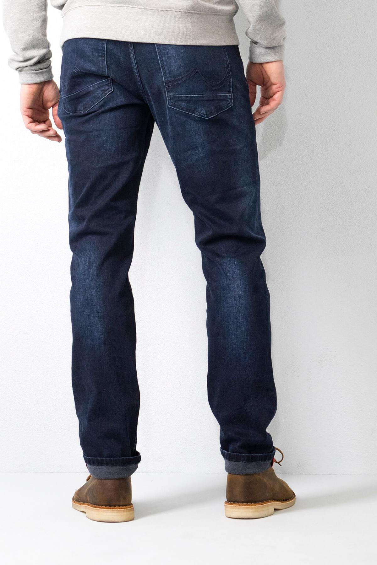 Men's regular-fit dark blue tapered jeans - Image n°2