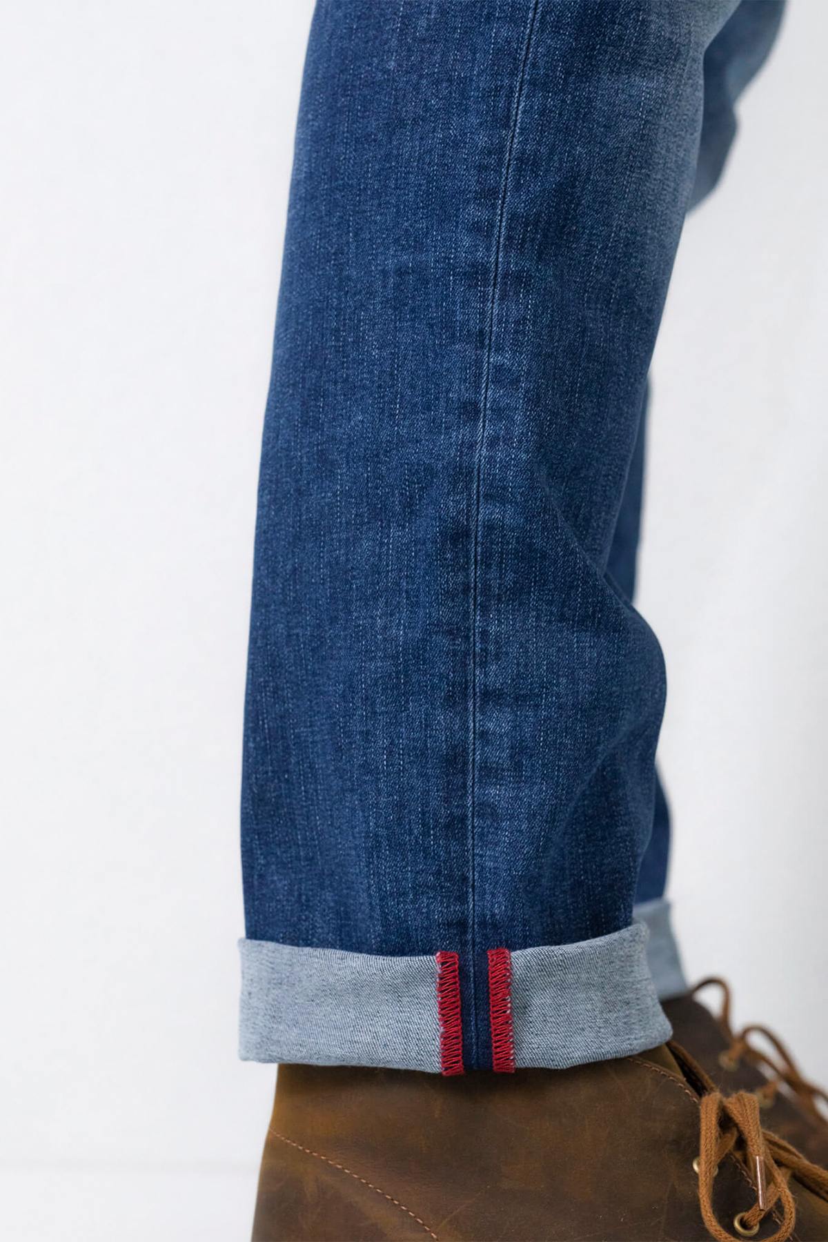 Men's 6-pocket washed blue jeans - Image n°5