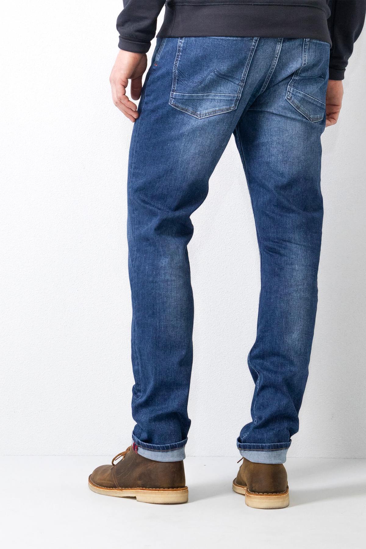 Men's 6-pocket washed blue jeans - Image n°2