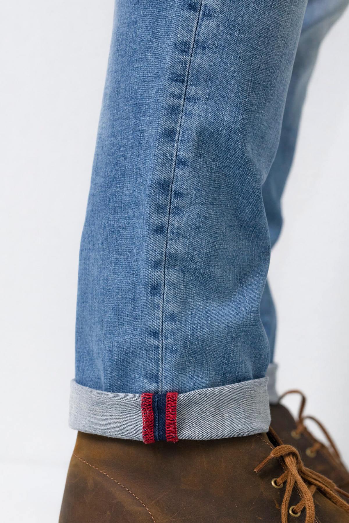 Washed light blue straight jeans - Image n°4