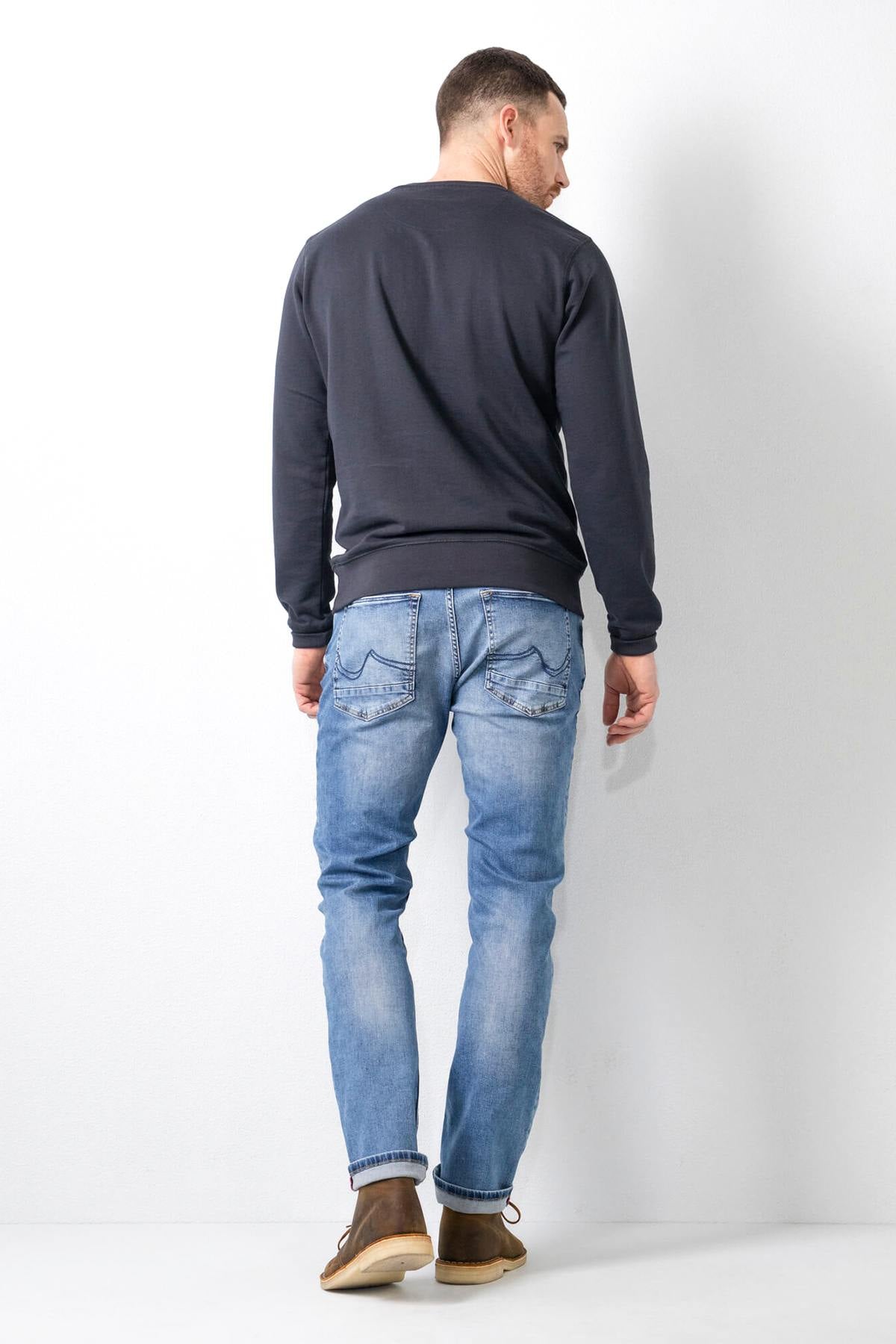 Washed light blue straight jeans - Image n°7