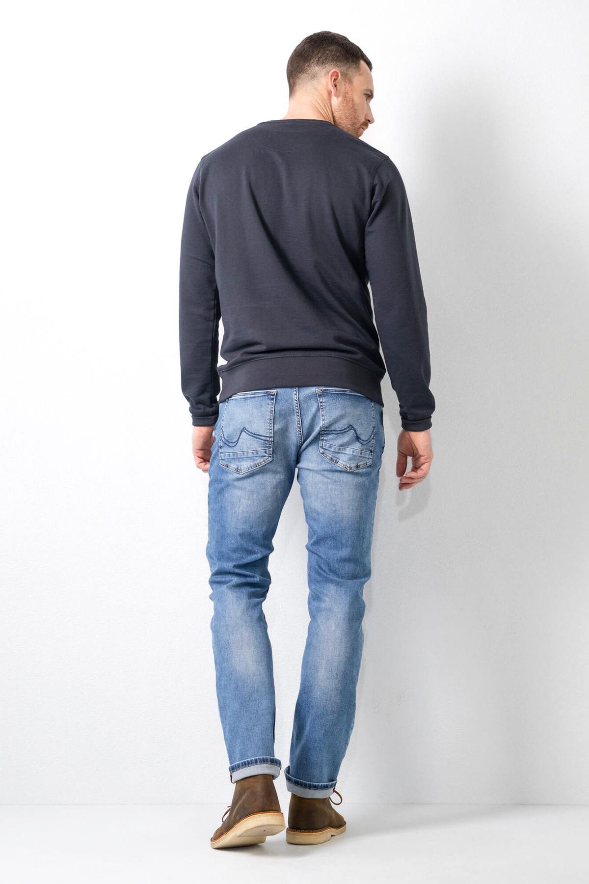 Washed light blue straight jeans - Image n°7