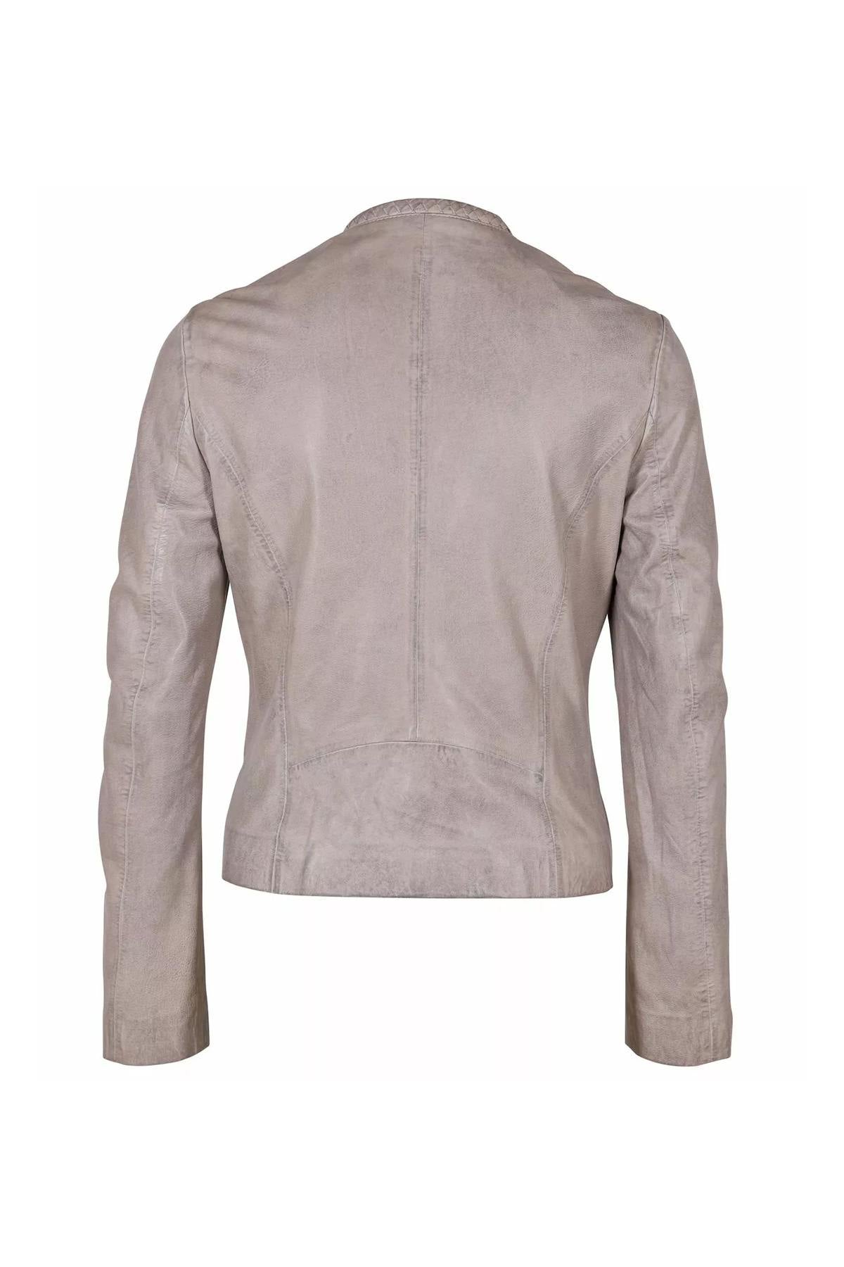 Women's gray leather jacket - Image n°7