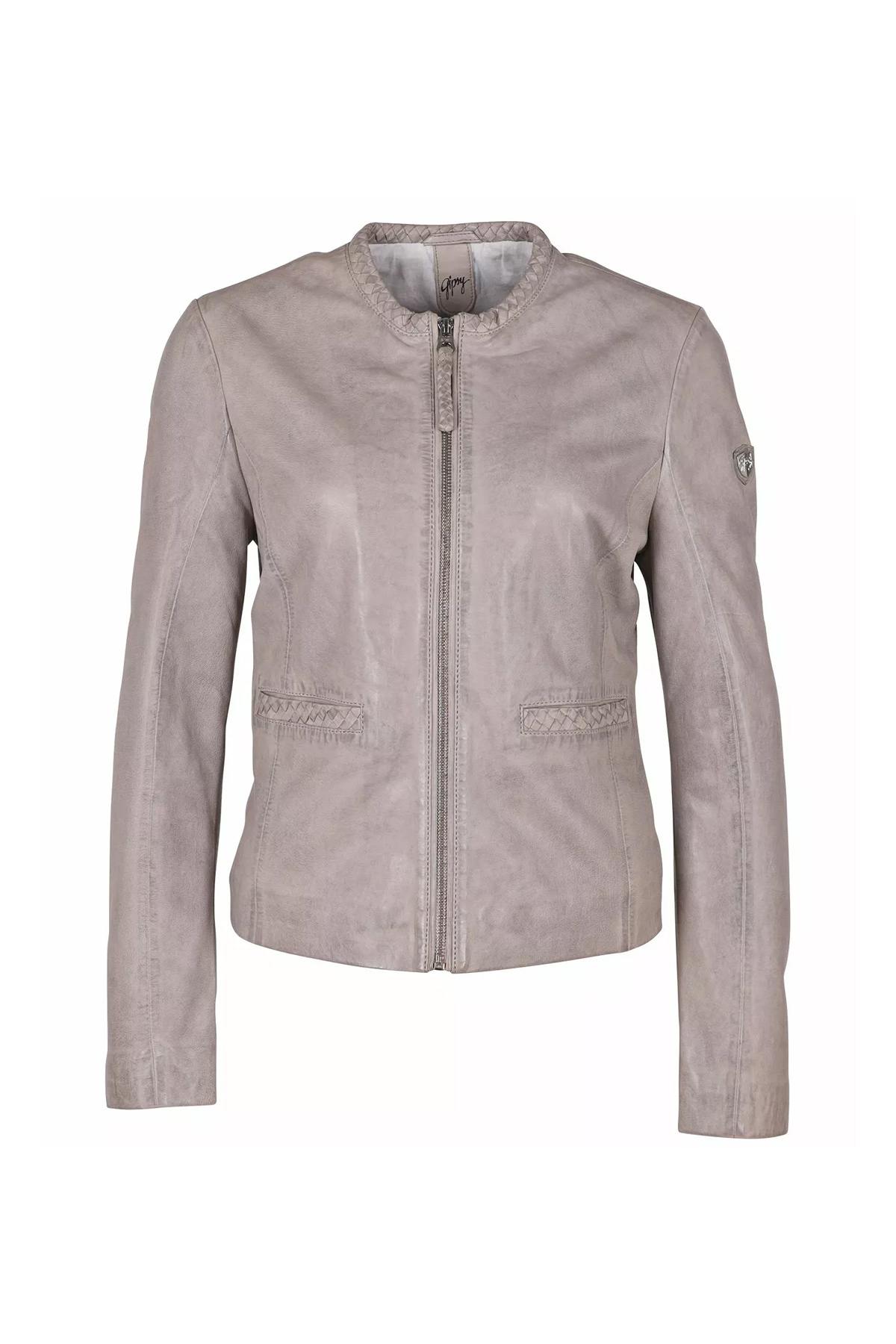 Women's gray leather jacket - Image n°6