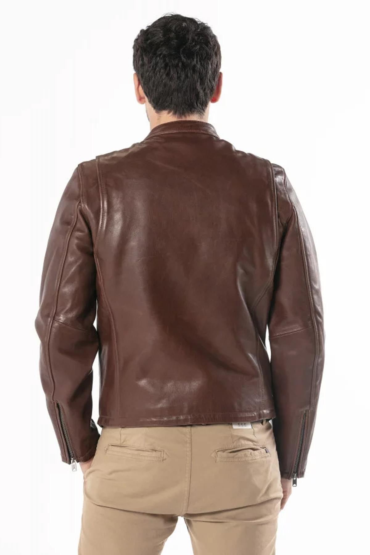 Biker style jacket in cowhide leather - Image n°2