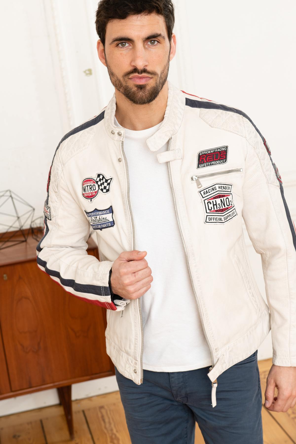 White leather racing jacket - Image n°6